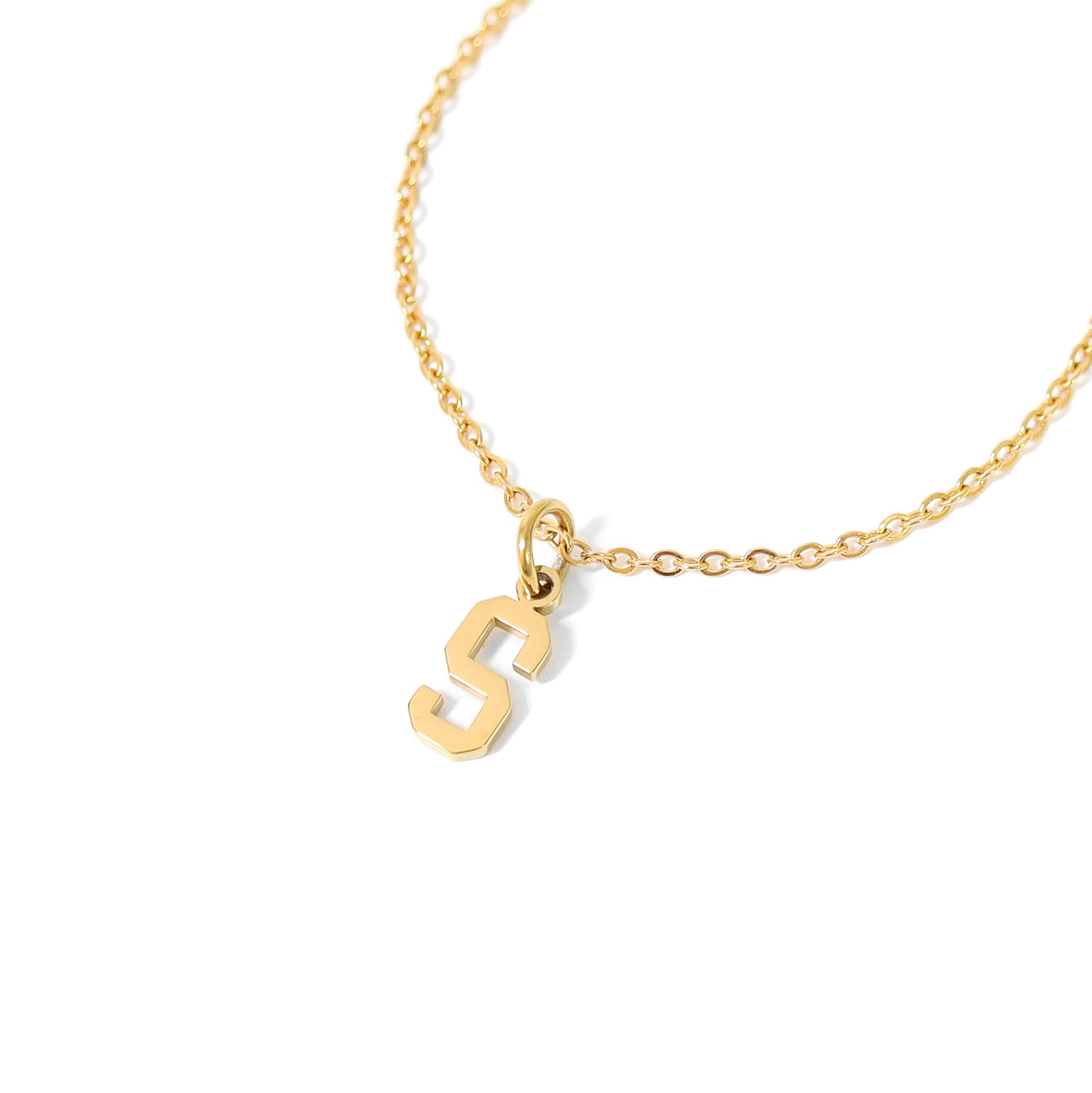 18K Gold PVD Coated Stainless Steel Small Sport Letter Pendant / PDS0007、mySite、dreamappss