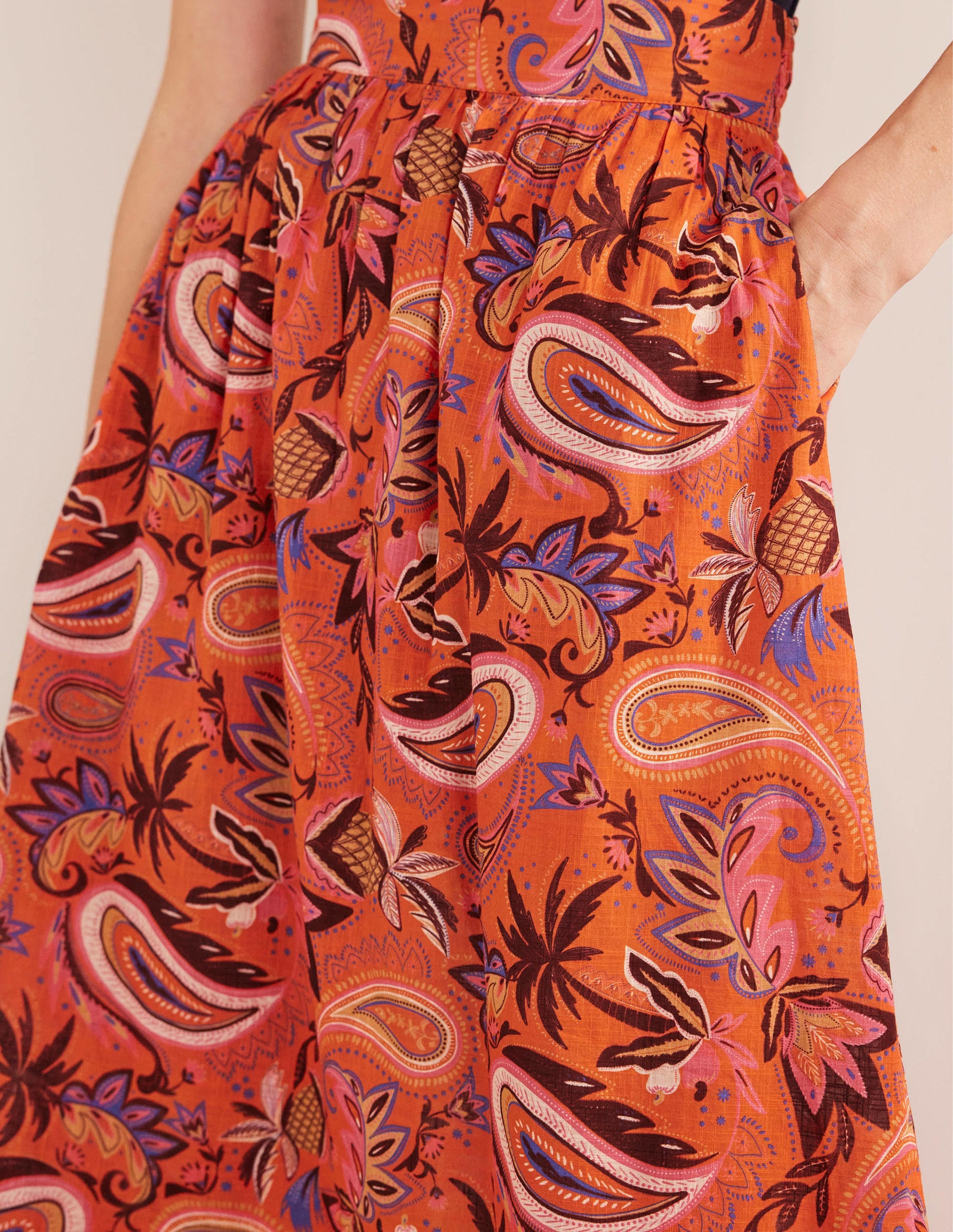  Tiered Cotton Maxi Skirt-Coral, Paradise Paisley、mySite、ashleygrahame