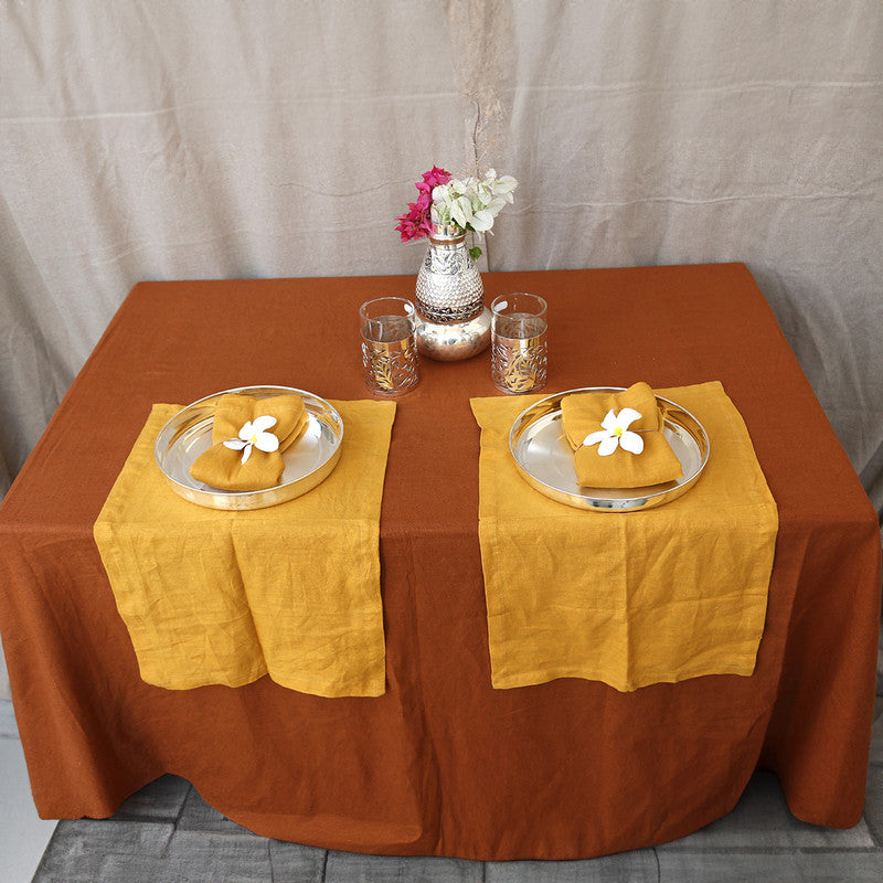 Pure Linen Table Cover | Cinnamon Brown、mySite、camillekostekn