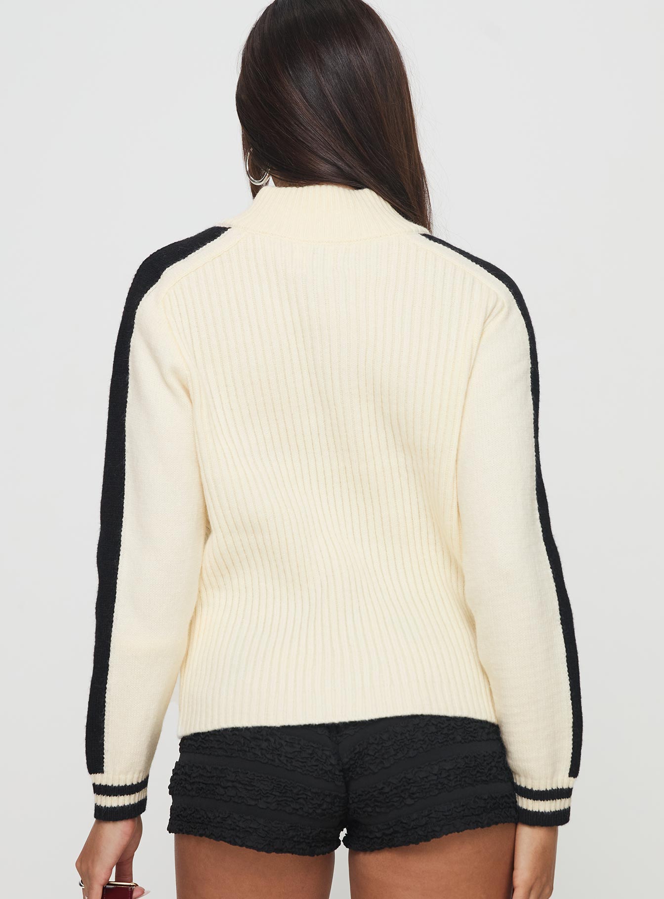 Mandee Quarter Zip Knit Sweater Cream、mySite、solidvoid