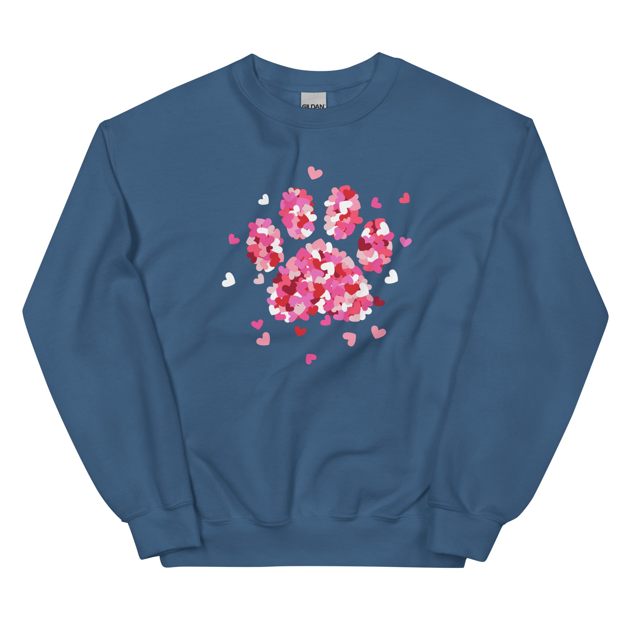 Pink Paw Print of Hearts Crewneck Sweatshirt、mySite、camillekostekn