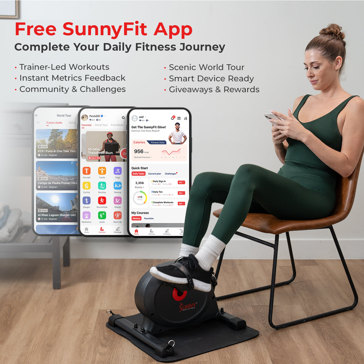  Smart Mini Exercise Bike + Resistance Bands & Mat、mySite、ghnorth