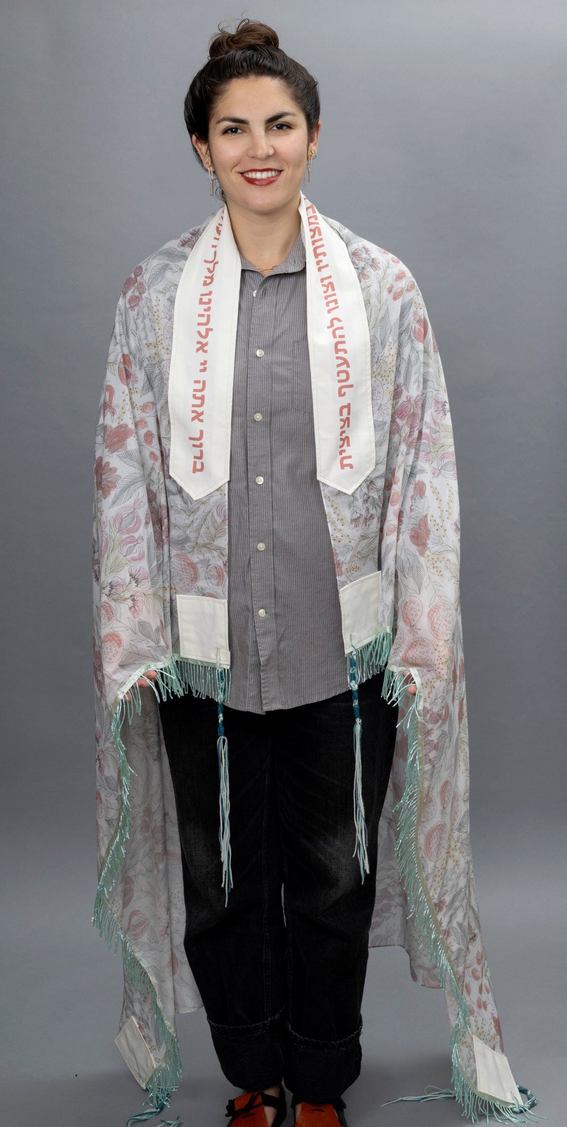 Watercolor Pomegranate with Seafoam Beading Tallit、mySite、topwebapps