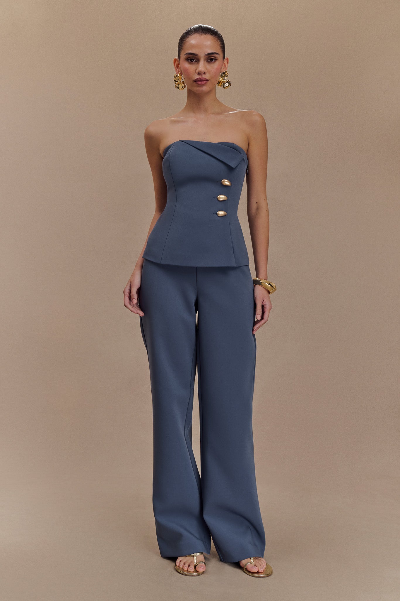 Lindie Straight Leg Suiting Pants - Steel、mySite、solidvoid