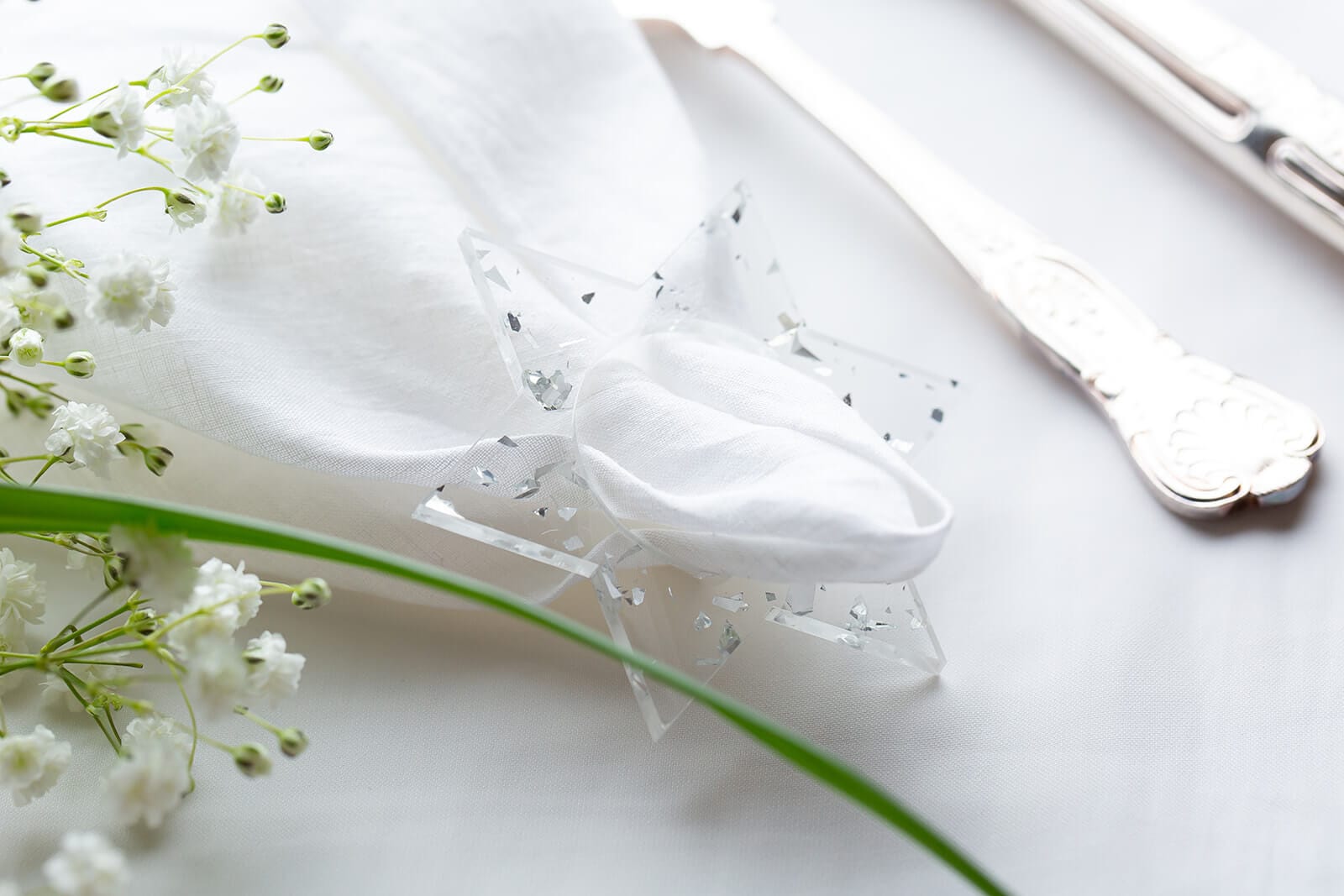 Magen David Napkin Rings - Silver Fleck - Set of 4、mySite、topwebapps