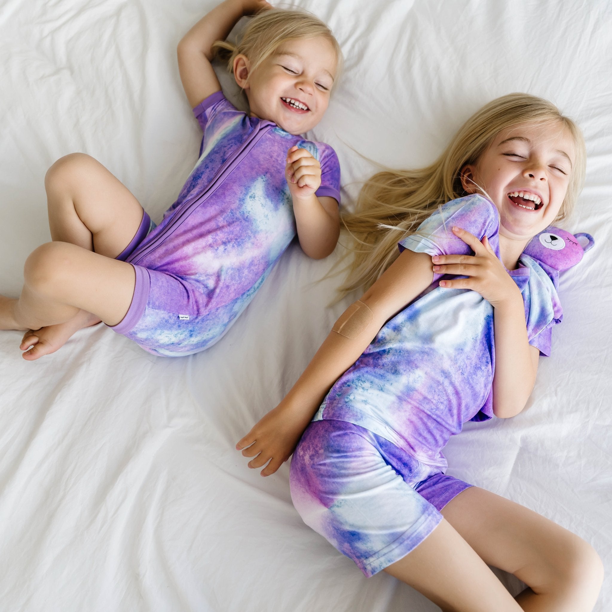 Purple Watercolor Two-Piece Short Sleeve & Shorts Pajama Set、mySite、g9winljtr