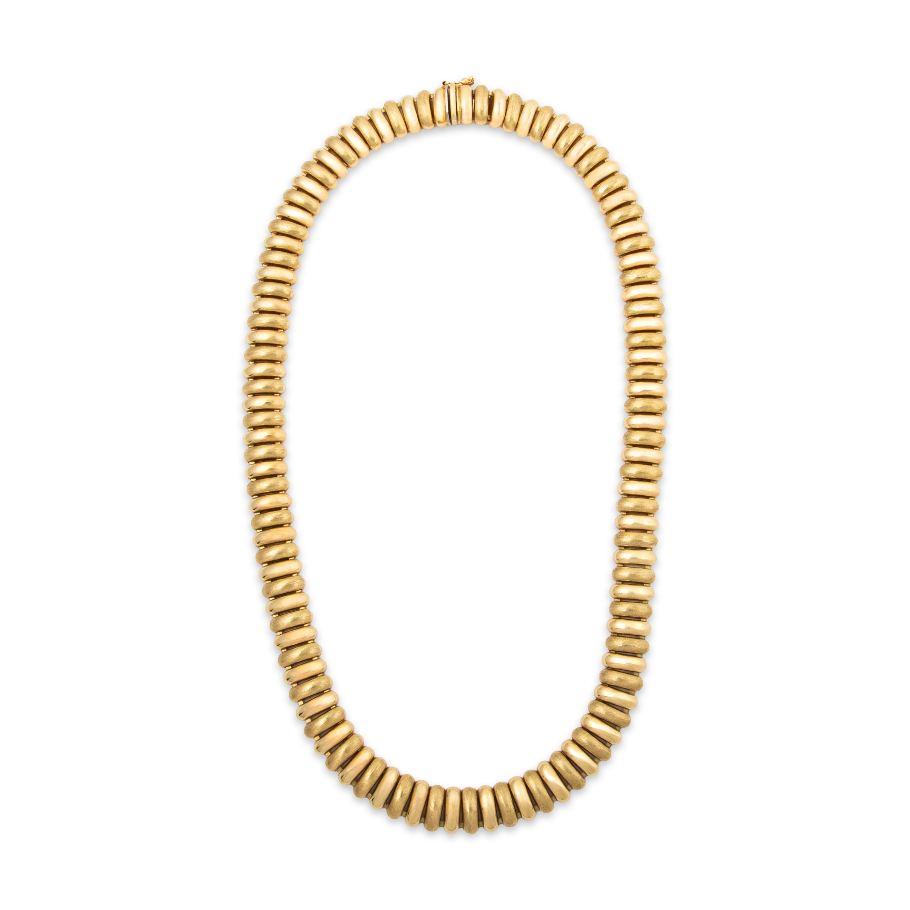 Vintage Italian 14k Yellow Gold Brushed & Polished Statement Necklace 16、mySite、hinf8tx79