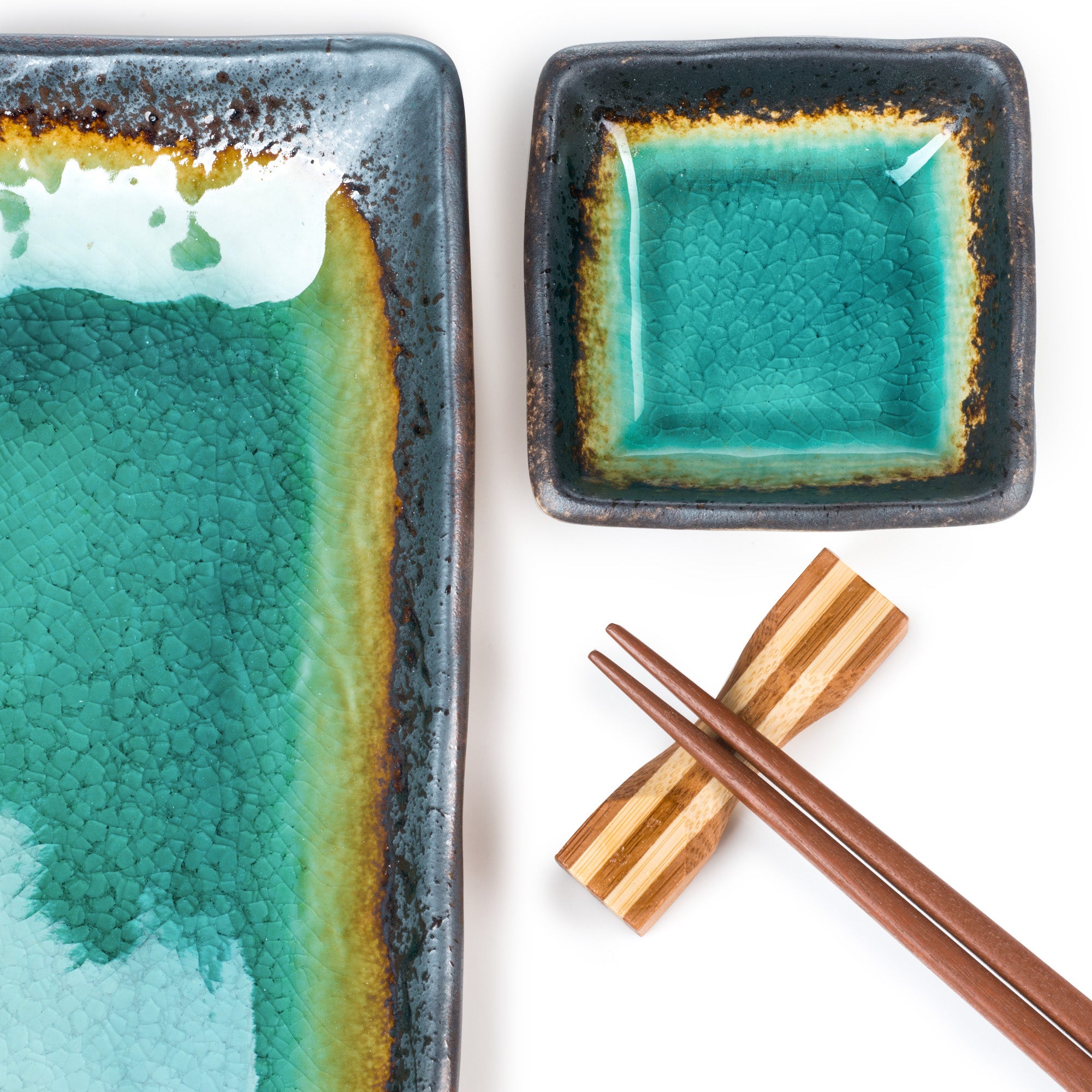 Turquoise Crackleglaze Rectangular Plate Set、mySite、topwebapps