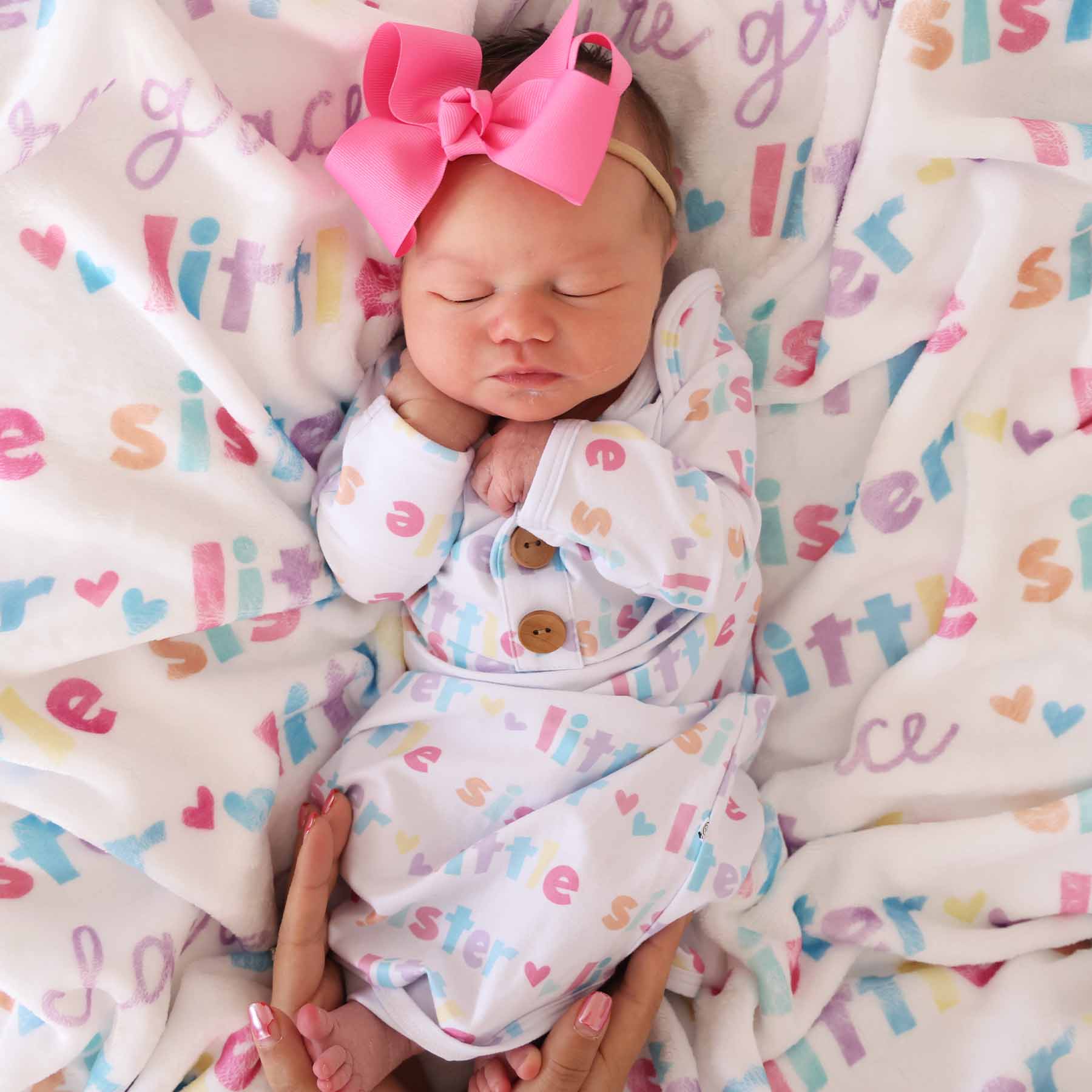  Little Sister Newborn Baby Knot Gown & Hat Set、mySite、layawaytickets