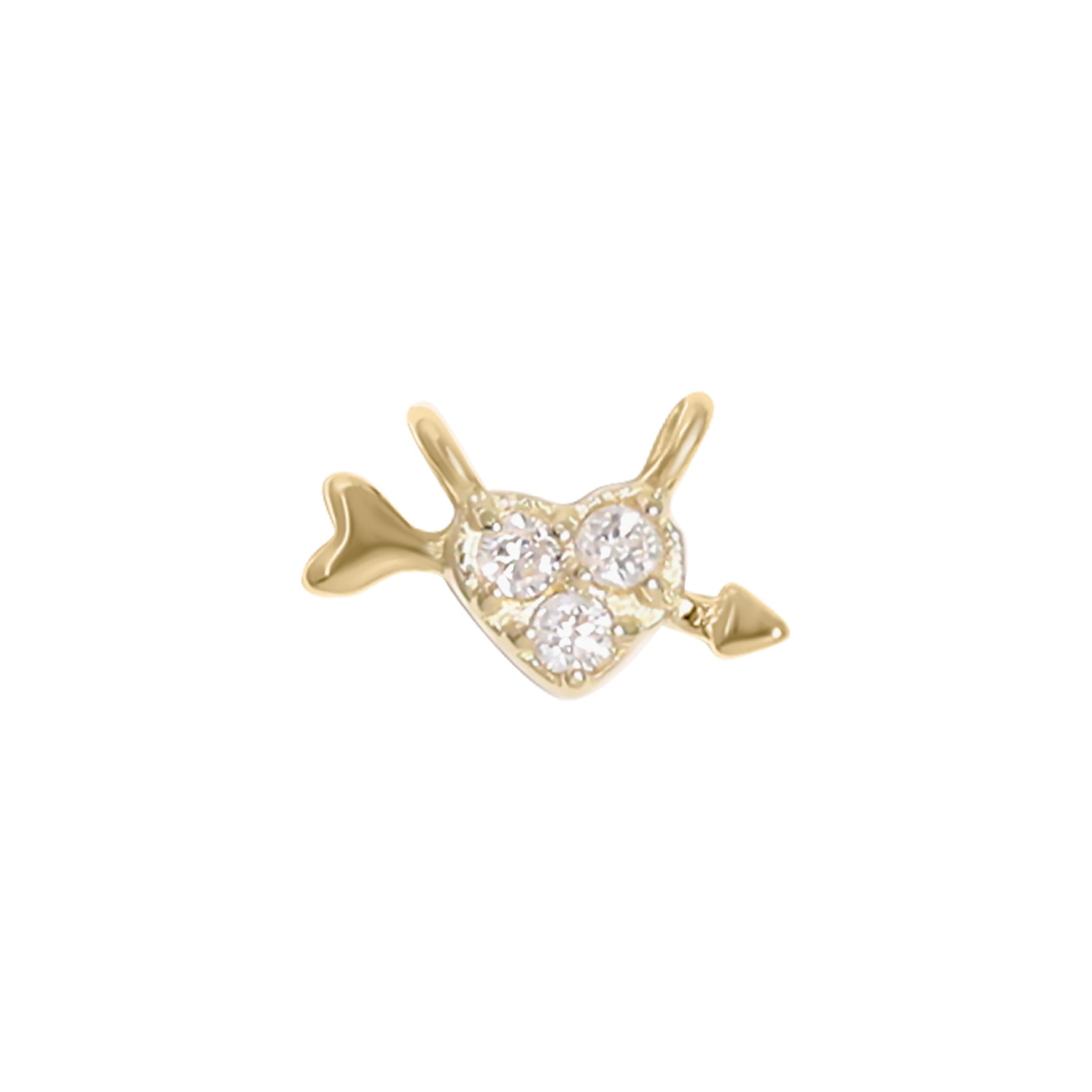 14K Solid Gold Diamond Heart & Arrow Charm for Permanent Jewelry / PMJ1022、mySite、dreamappss
