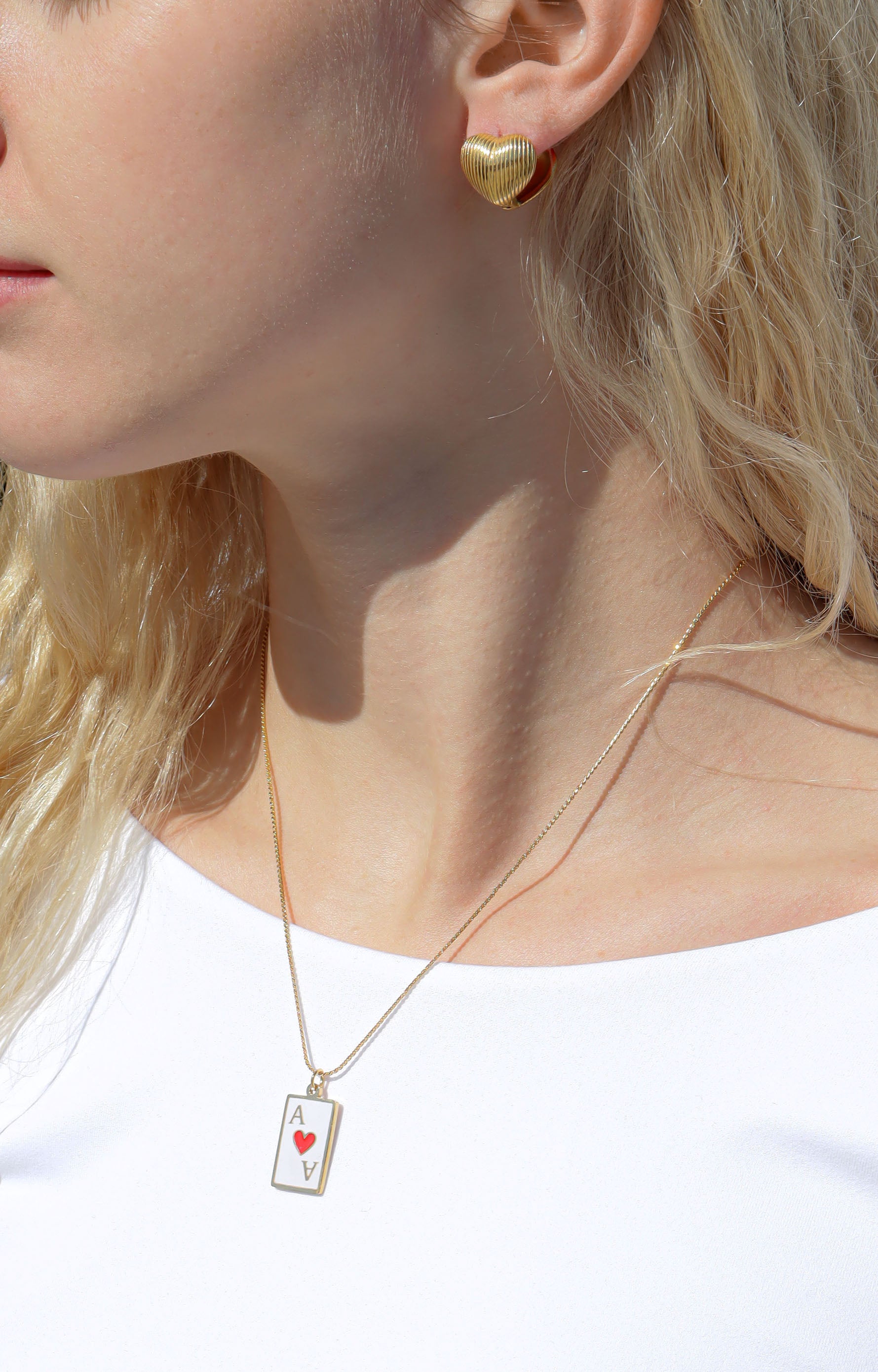 18K Gold PVD Stainless Steel Ace of Hearts Playing Card Pendant / PDL0258、mySite、dreamappss