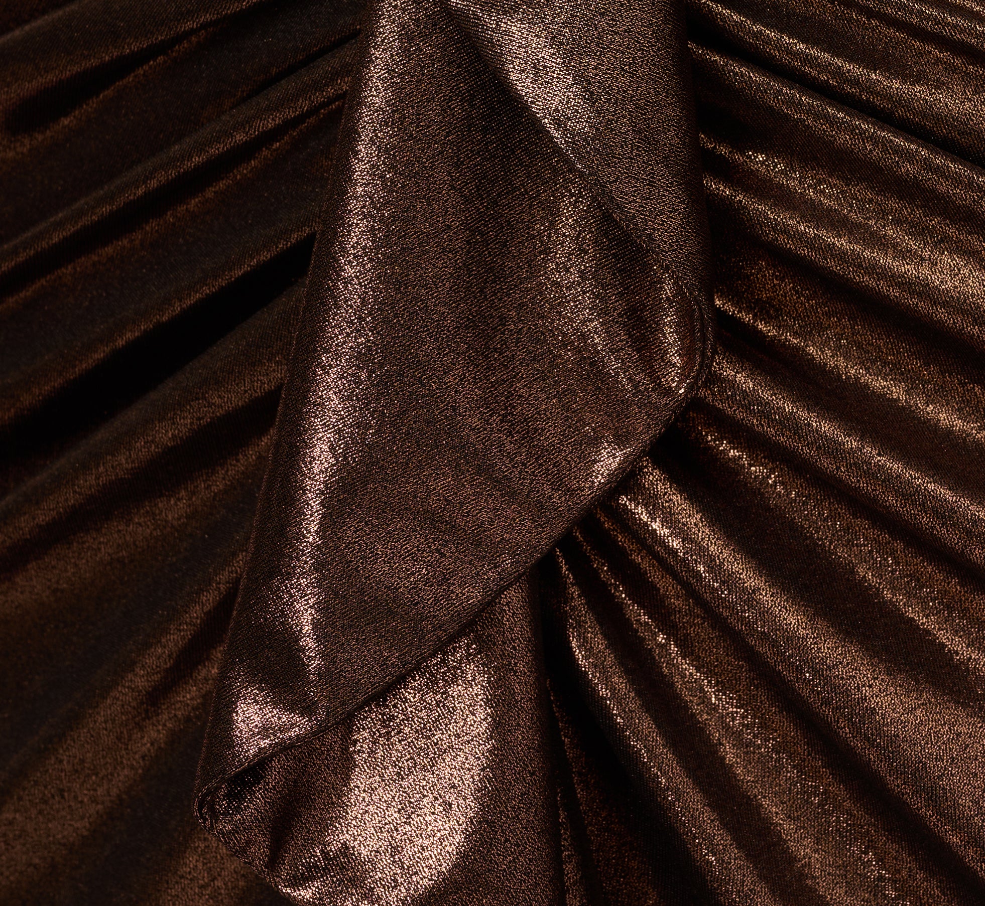 Foil Ruched Ruffle Halter Midi Dress In Cinnamon、mySite、solidvoid