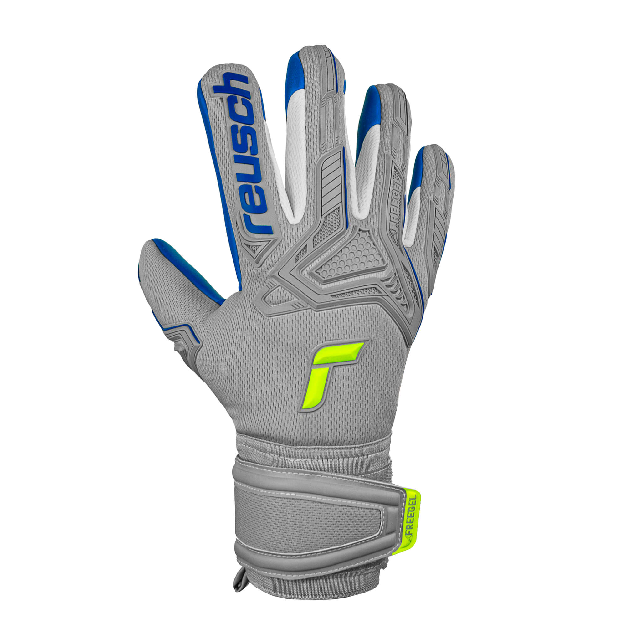 Reusch Men's Goalkeeper Attrakt Freegel Silver Fingersave Goalkeeper Gloves Gray/Yellow、mySite、bottomscart