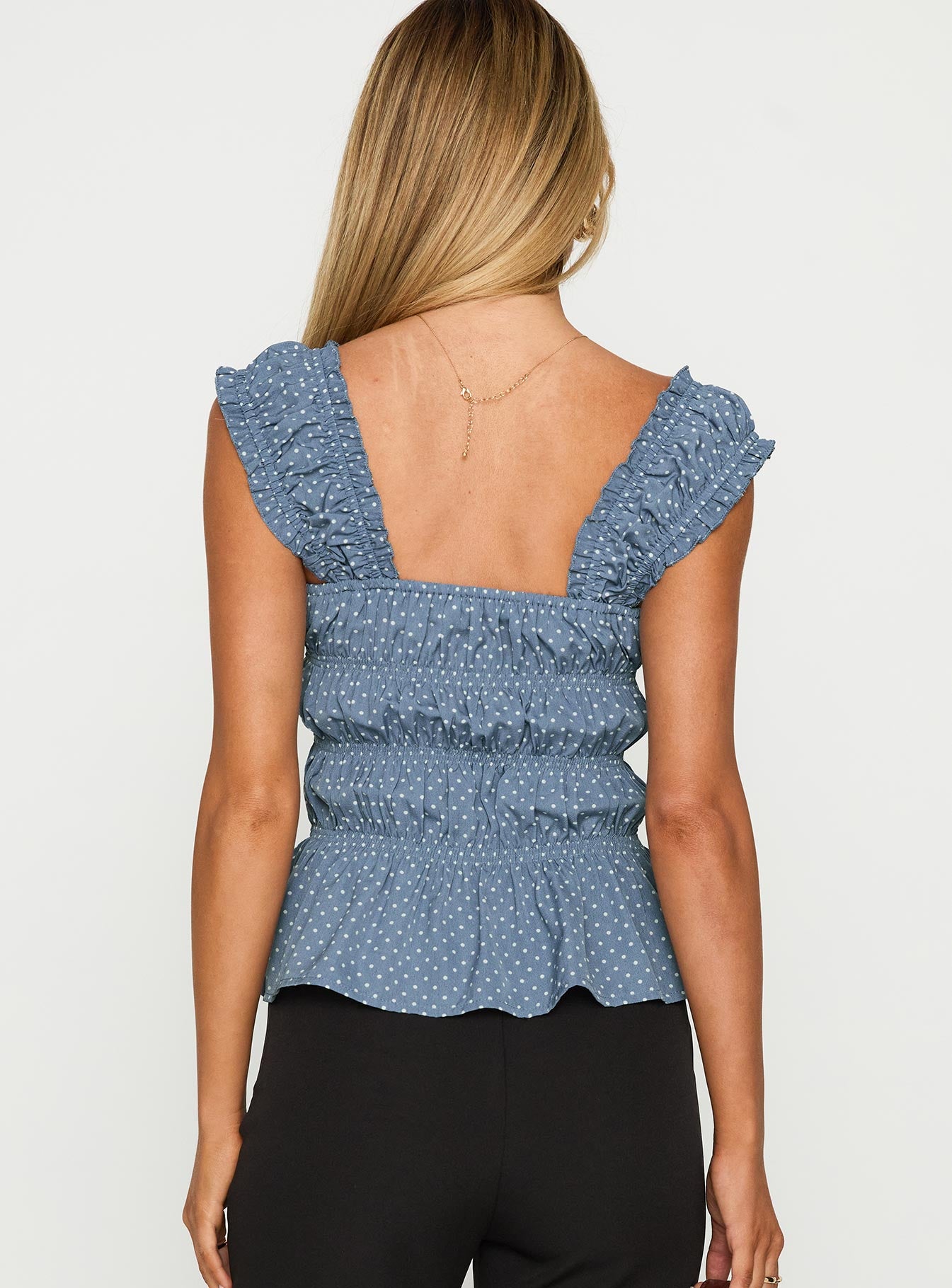 Scouts Honour Shirred Top Blue / White、mySite、solidvoid