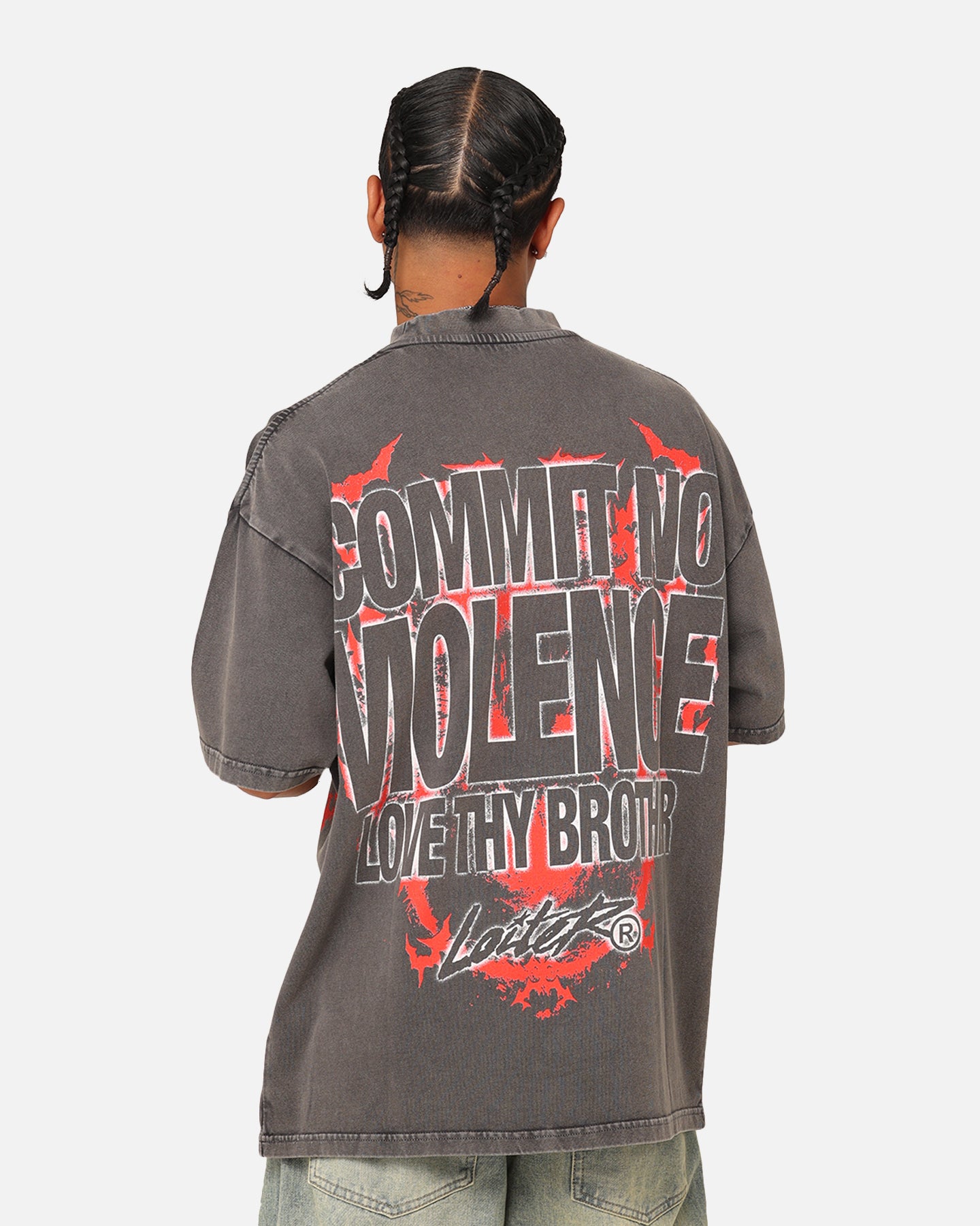 Loiter Dog Tag Oversized T-Shirt Charcoal Grey、mySite、zt4zffjzw