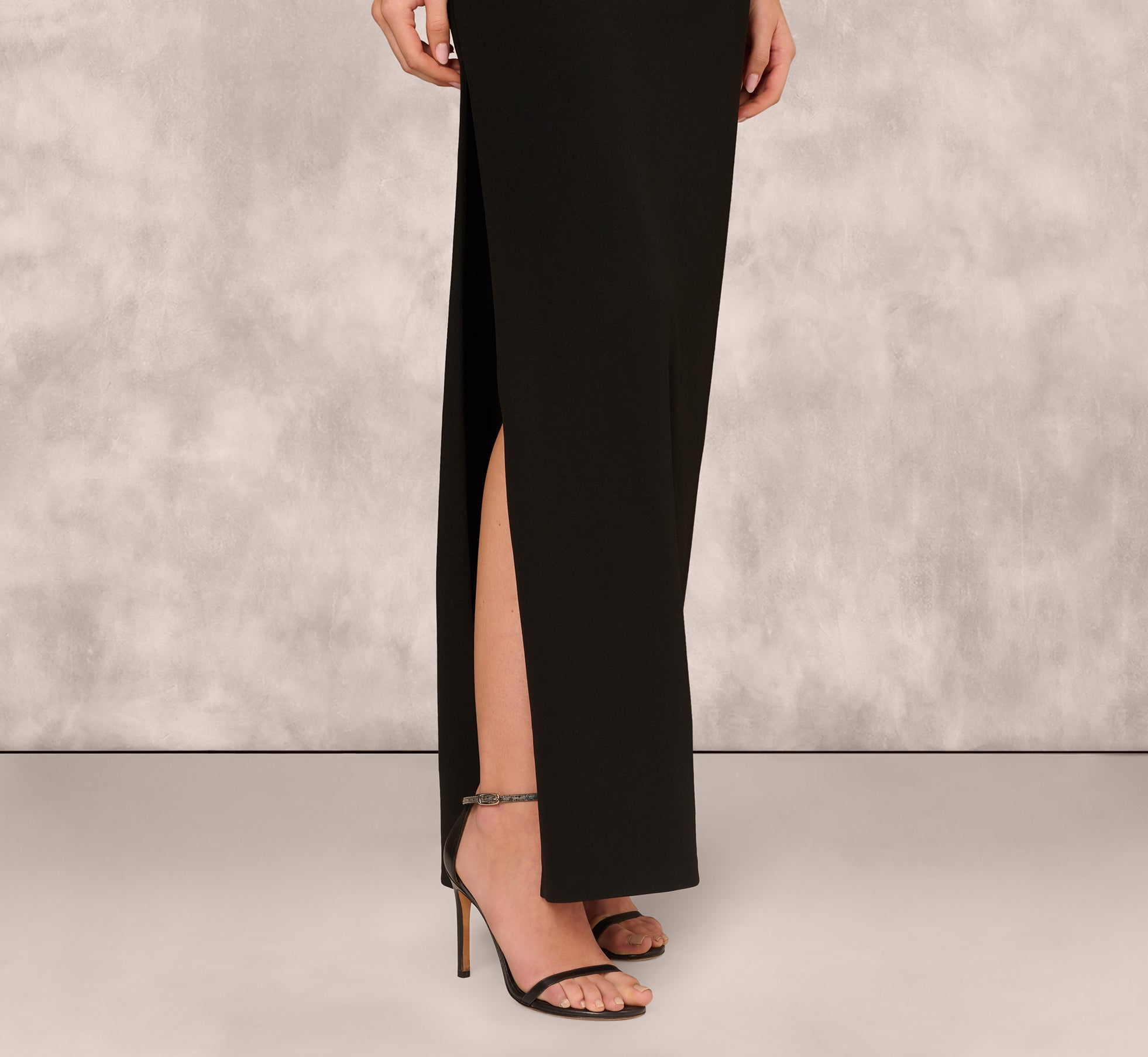 One Shoulder Beaded Floral Detail Long Dress In Black、mySite、solidvoid