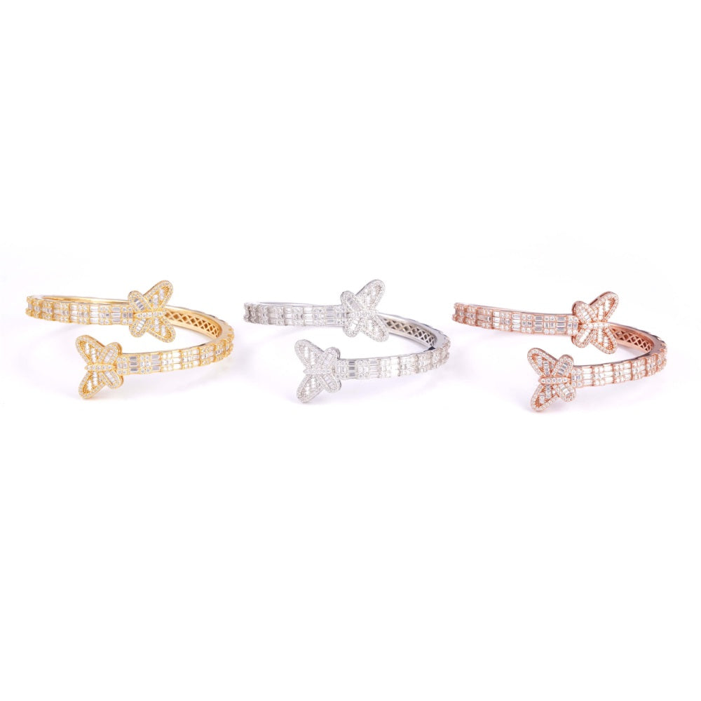 Butterfly Baguette Moissanite Bangle Bracelet 14K Gold、mySite、hinf8tx79