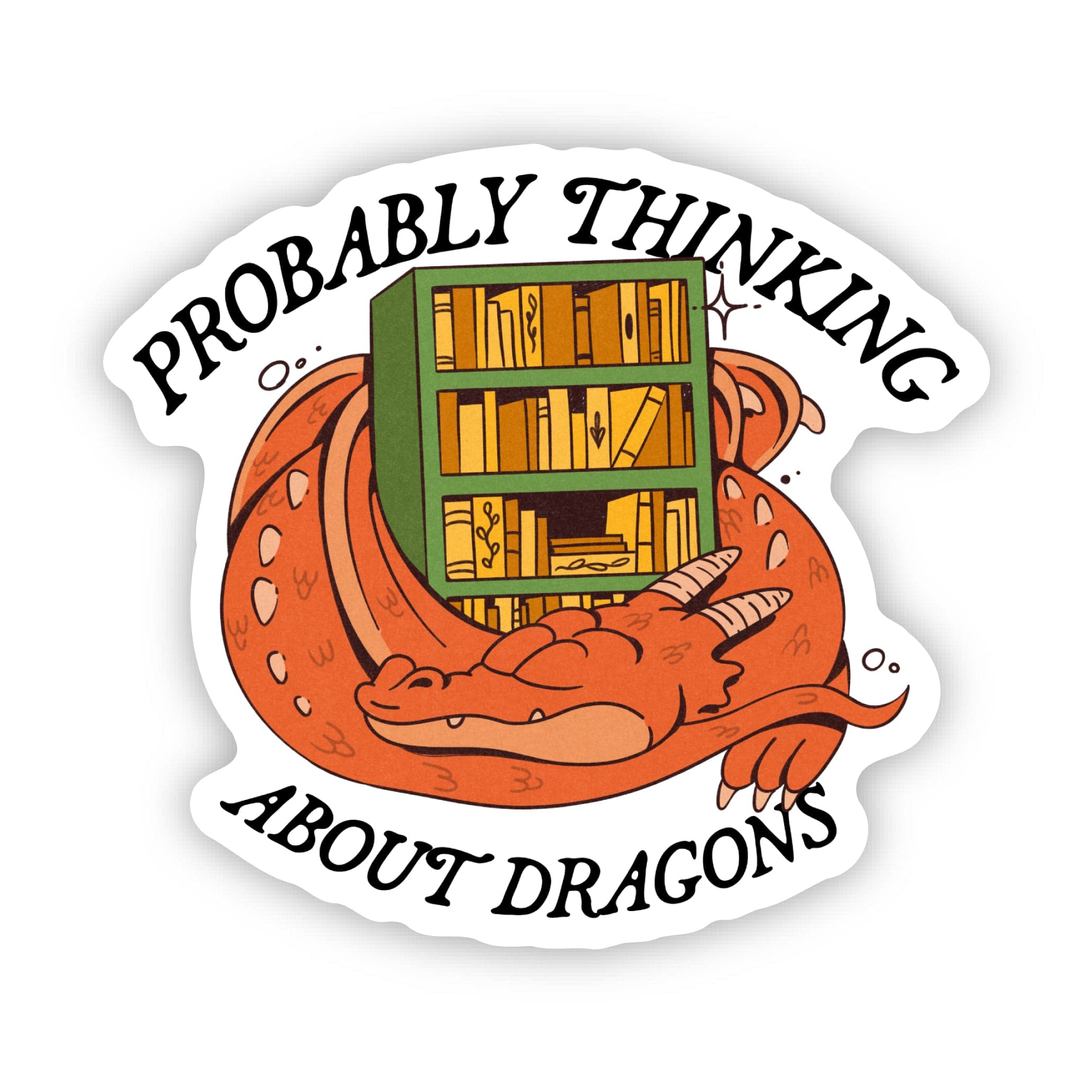  Probably thinking about dragons Fantasy Sticker、mySite、ghnorth