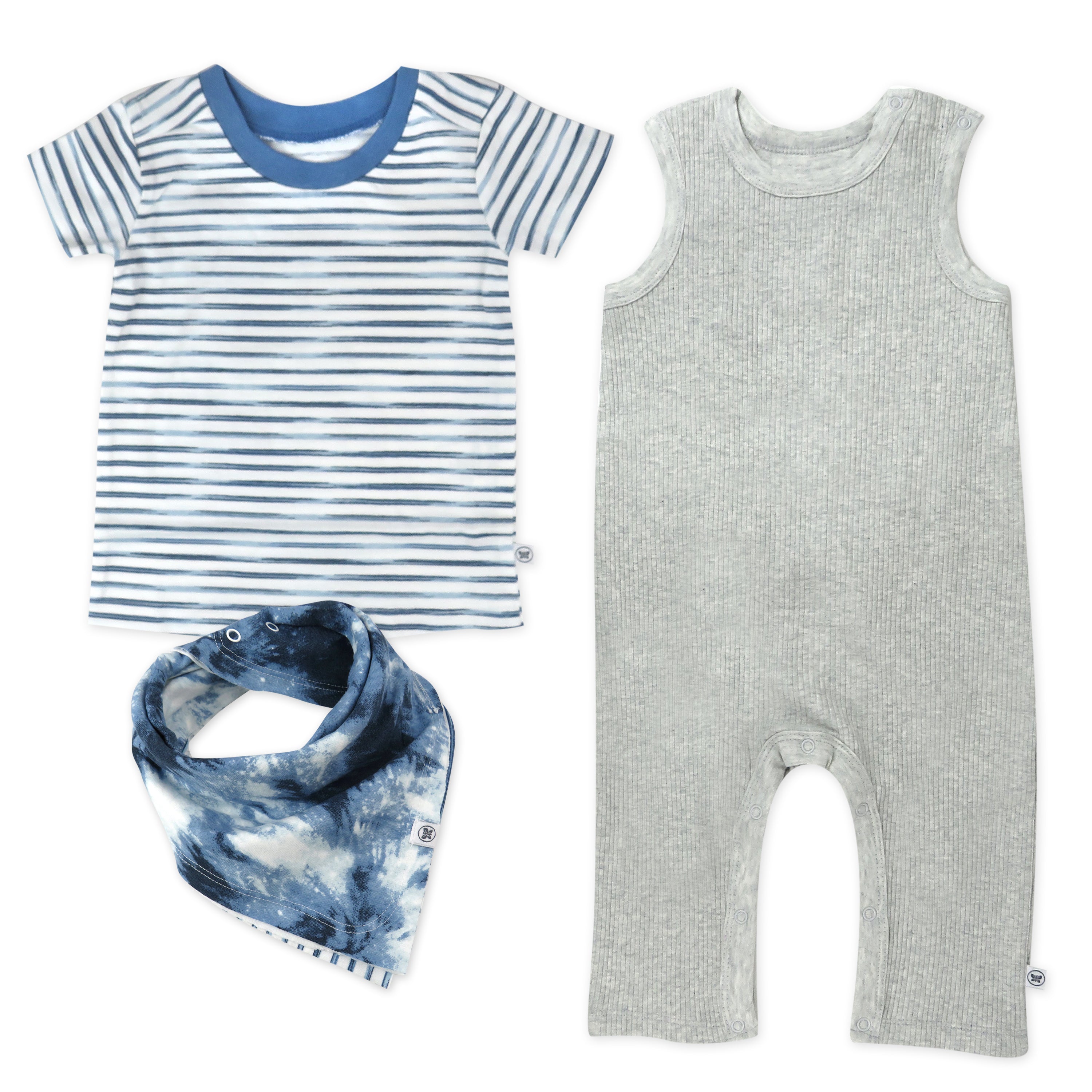  3-Piece Organic Cotton Rib Romper, T-Shirt and Reversible Bib、mySite、layawaytickets