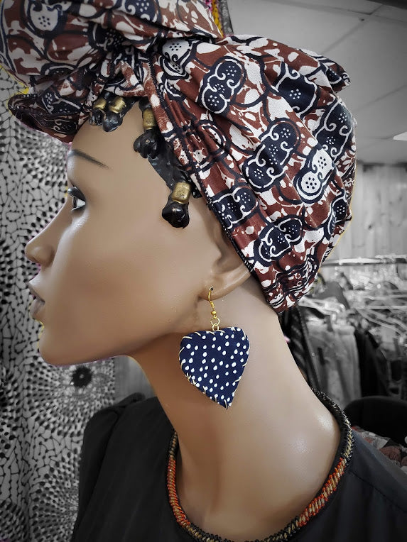 Blue and White African Print Earrings-DP3850ER1、mySite、solidvoid