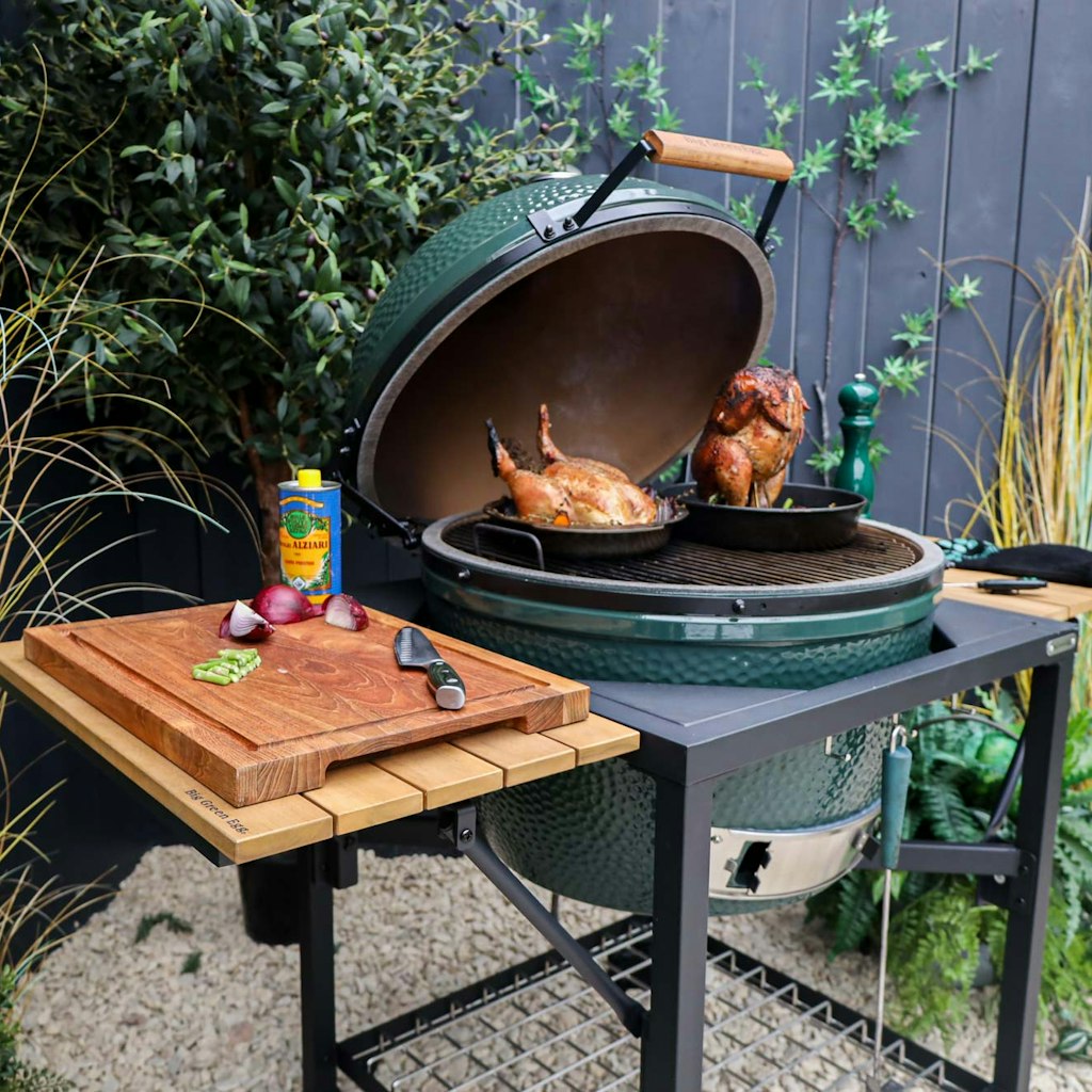 Big Green Egg Modular Nest With Foldable Acacia Shelves、mySite、noshort