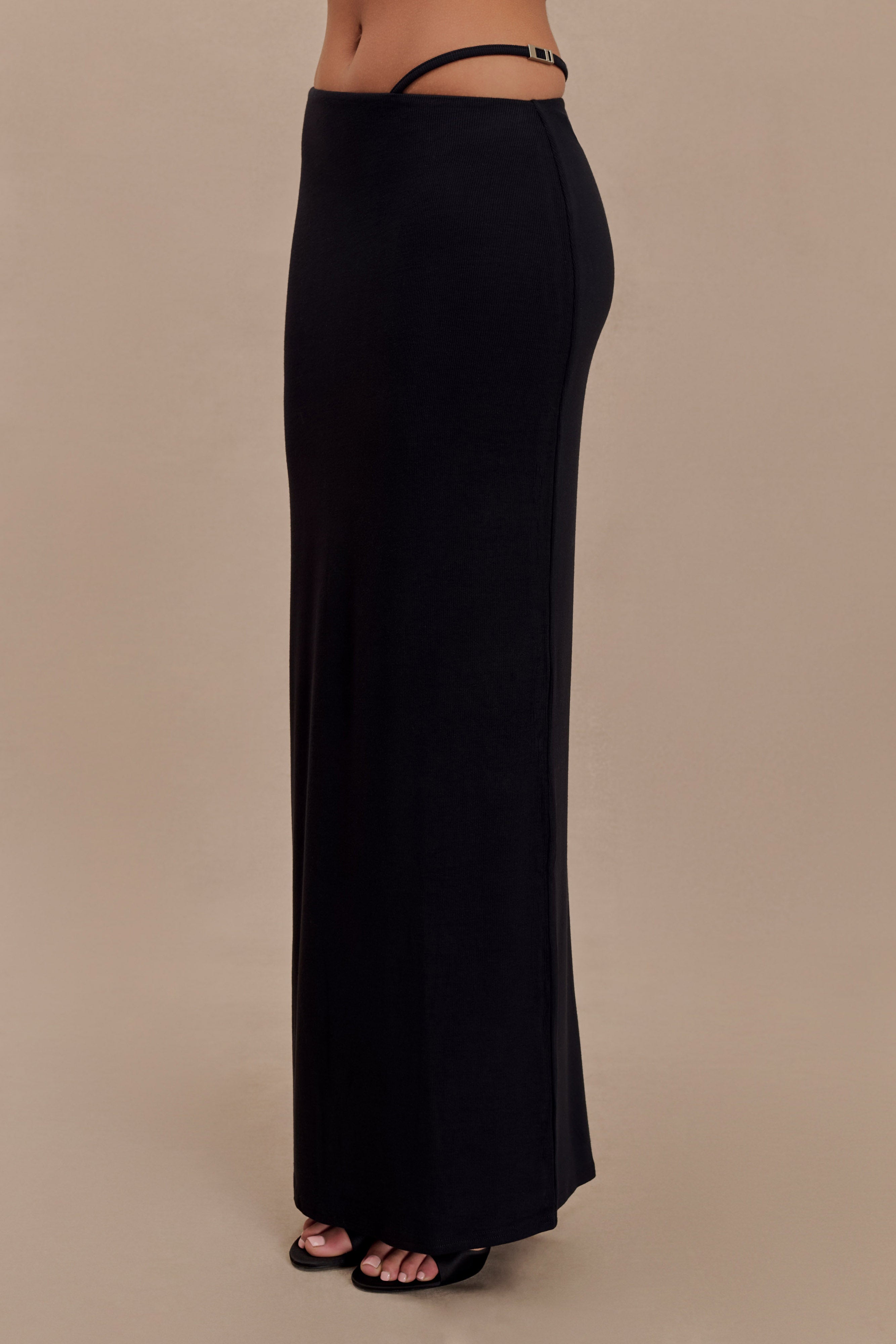 Natalia Modal Buckle Maxi Skirt - Black、mySite、solidvoid