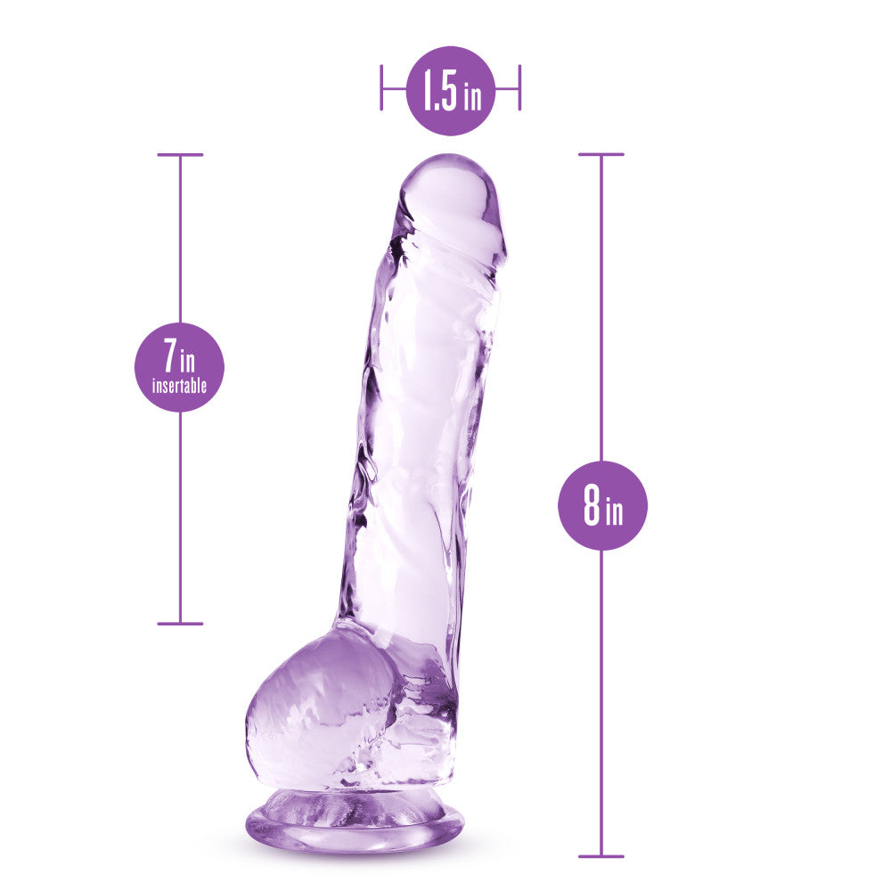 Naturally Yours By Blush® | Realistic Amethyst 8-Inch Long Dildo With Balls & Suction Cup Base、mySite、bottomscart