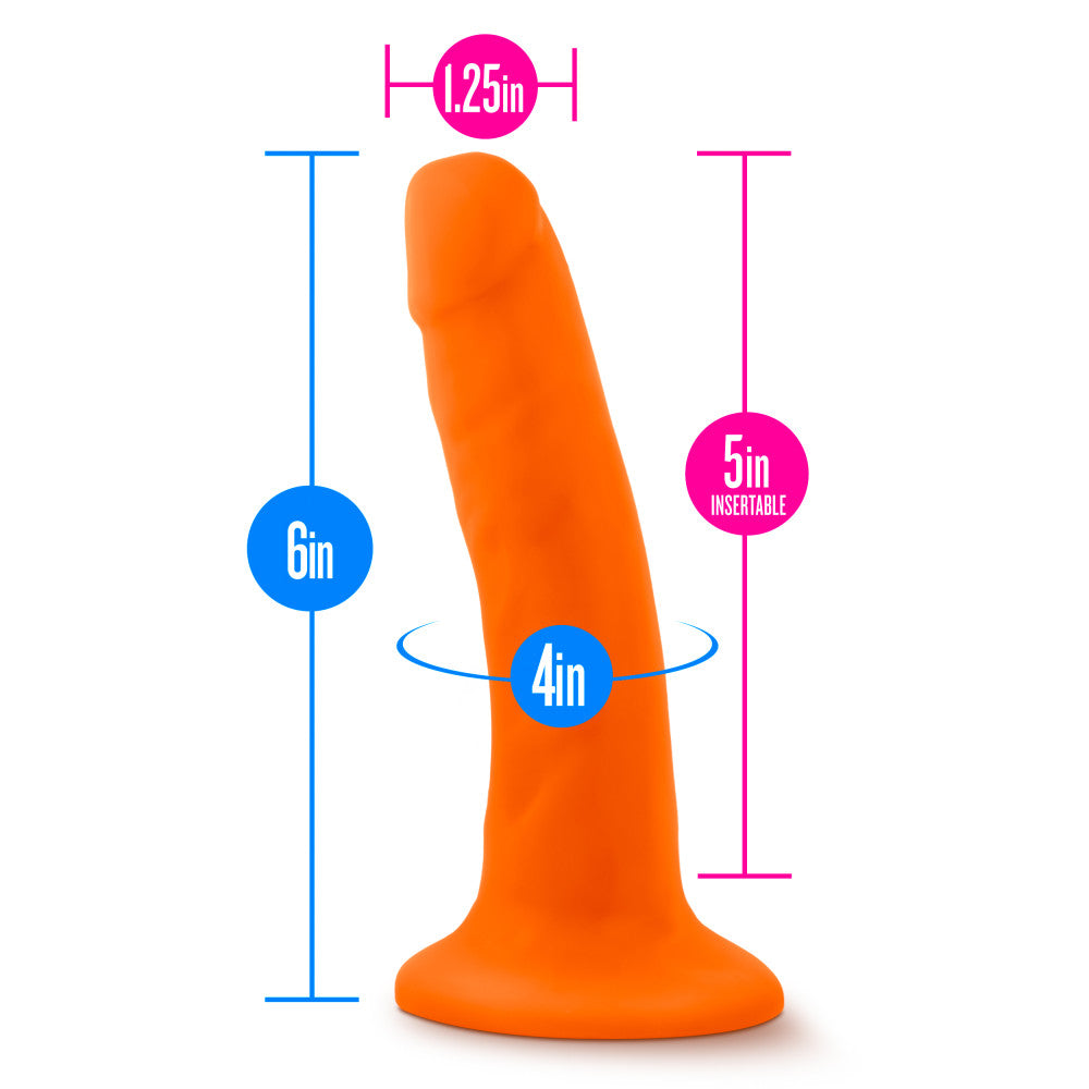 Neo By Blush® | Realistic Neon Orange 6-Inch Long Dildo With Suction Cup Base、mySite、bottomscart