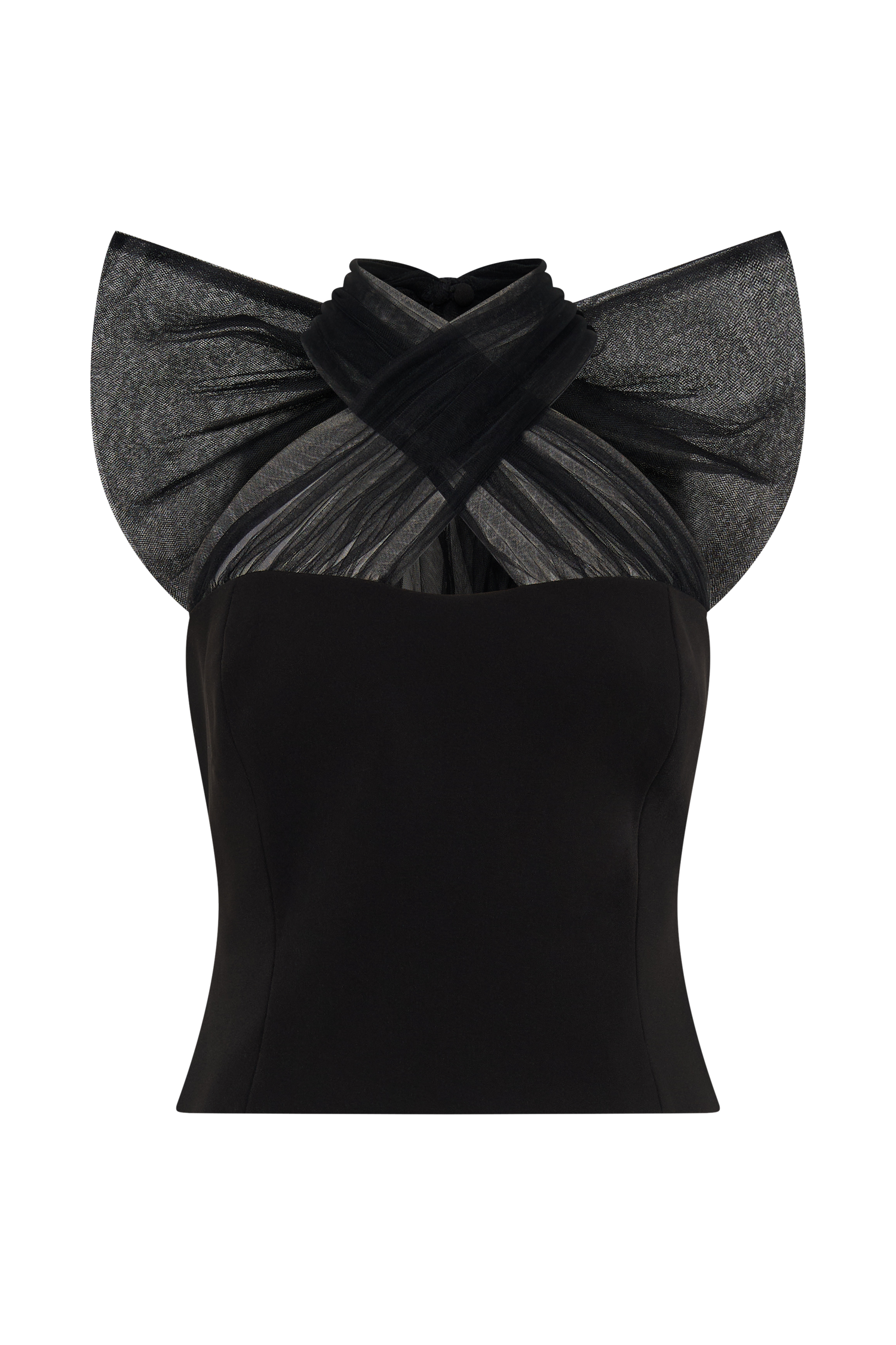 Maryam Tulle Bow Top - Black、mySite、solidvoid