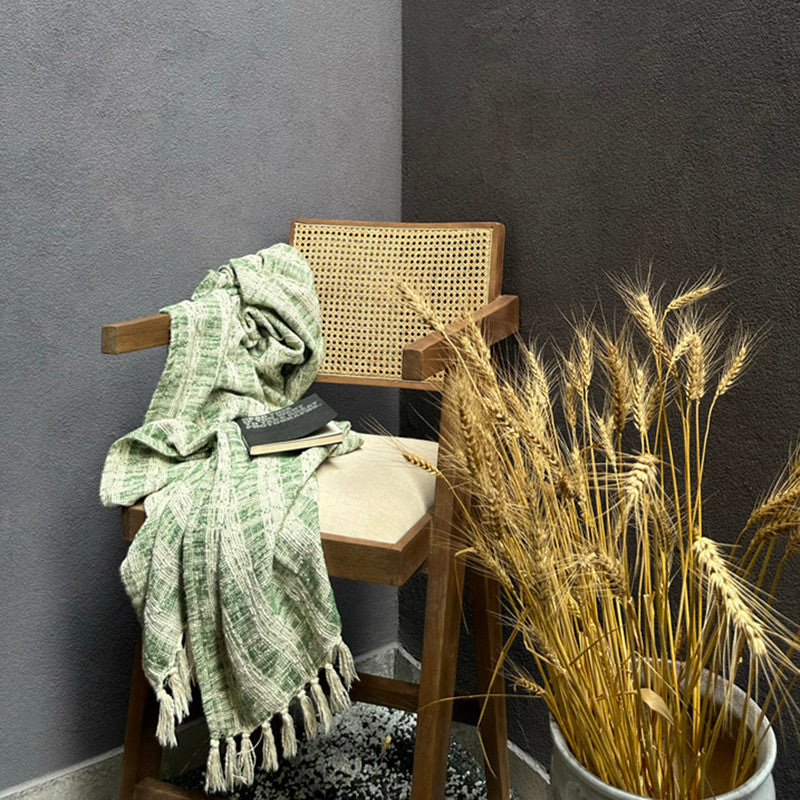 Cotton Cottage Throw | Green | 168 x 120 cm、mySite、camillekostekn