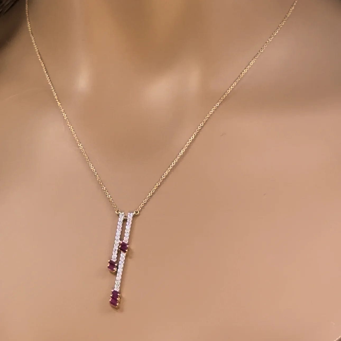 .70ct G SI 14K Yellow Gold Diamond & Ruby Drop Pendant Necklace 18 Ext、mySite、g9winljtr