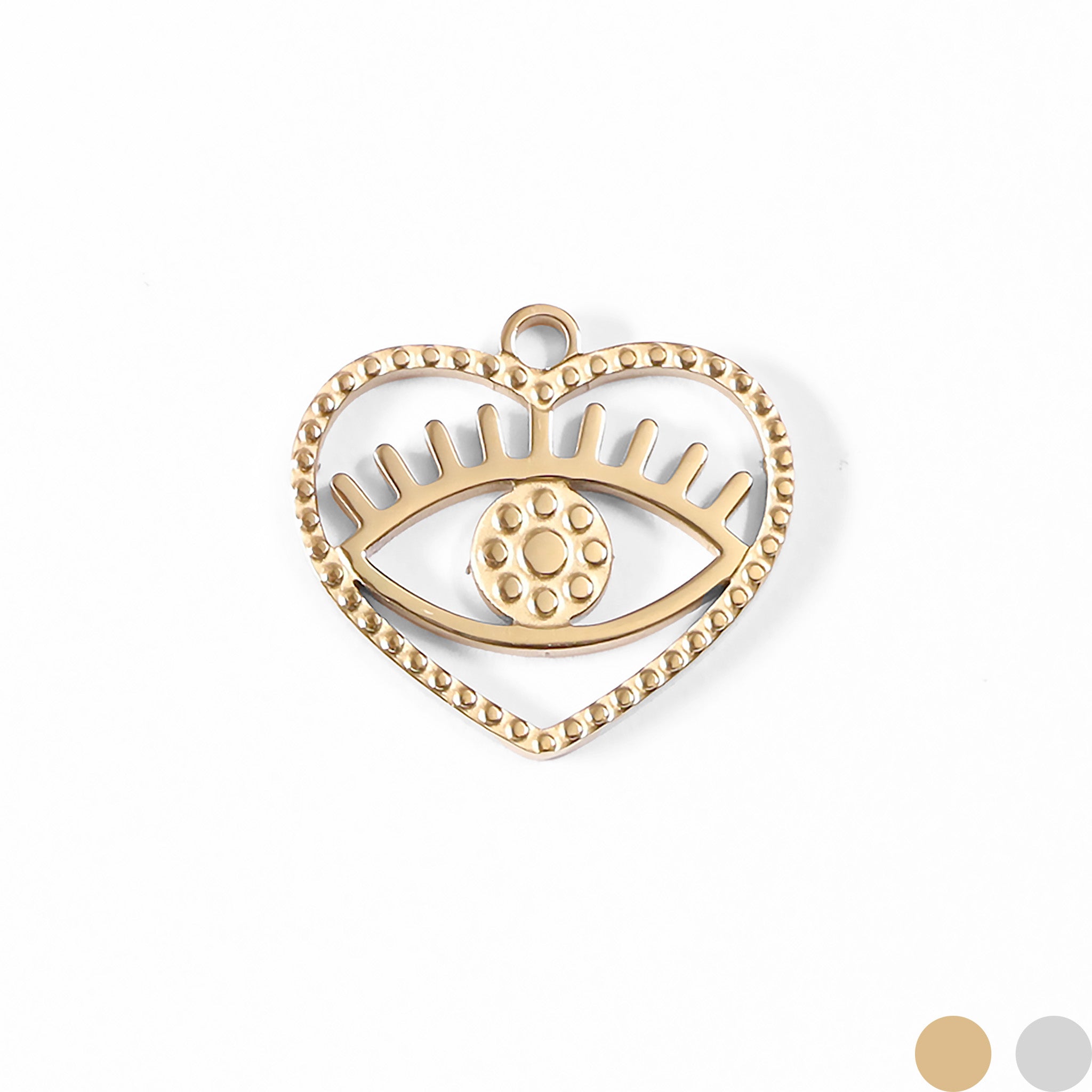 18K Gold PVD Stainless Steel Heart Evil Eye Charm / PDL0017、mySite、dreamappss