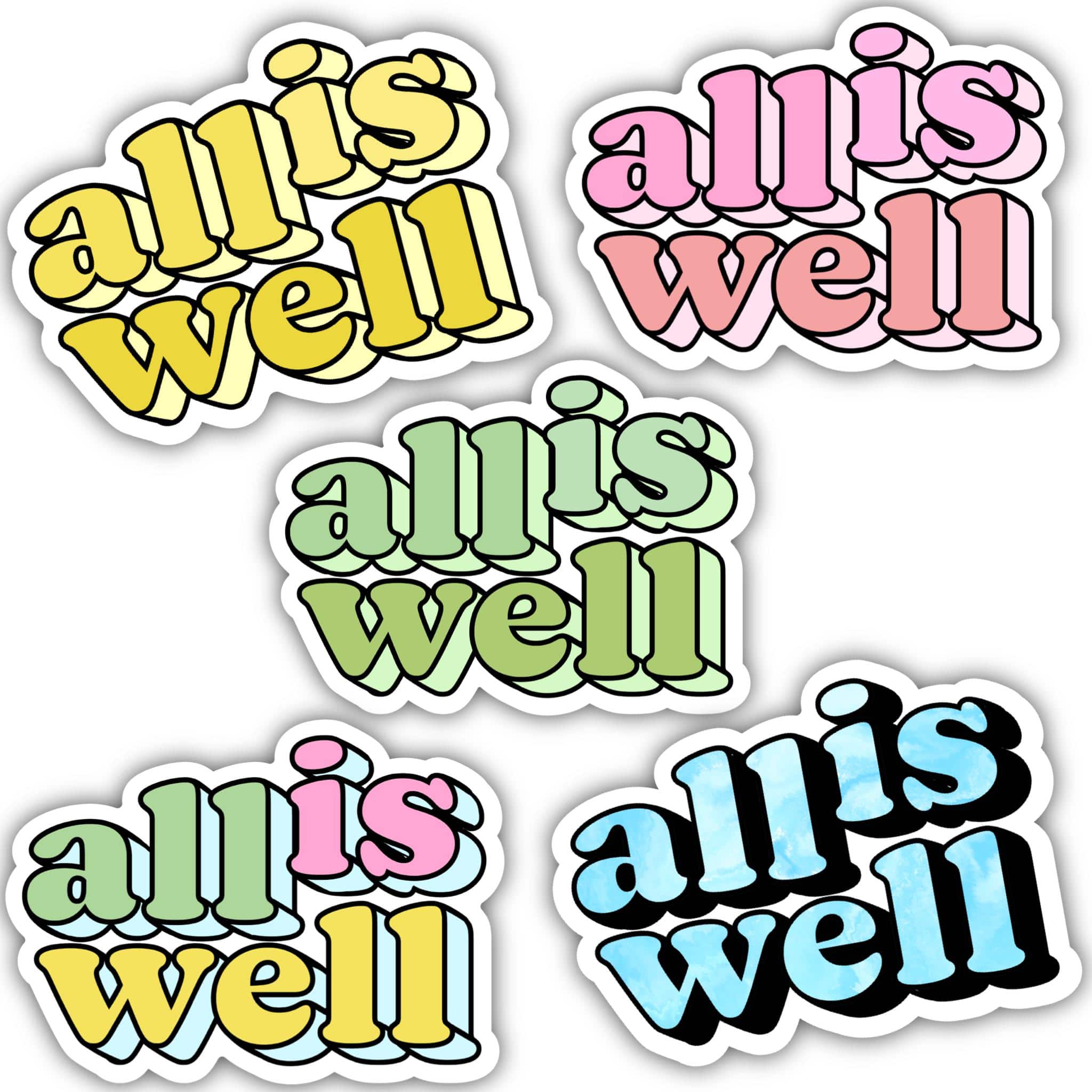  All Is Well Aesthetic Sticker 5 Pack、mySite、ghnorth