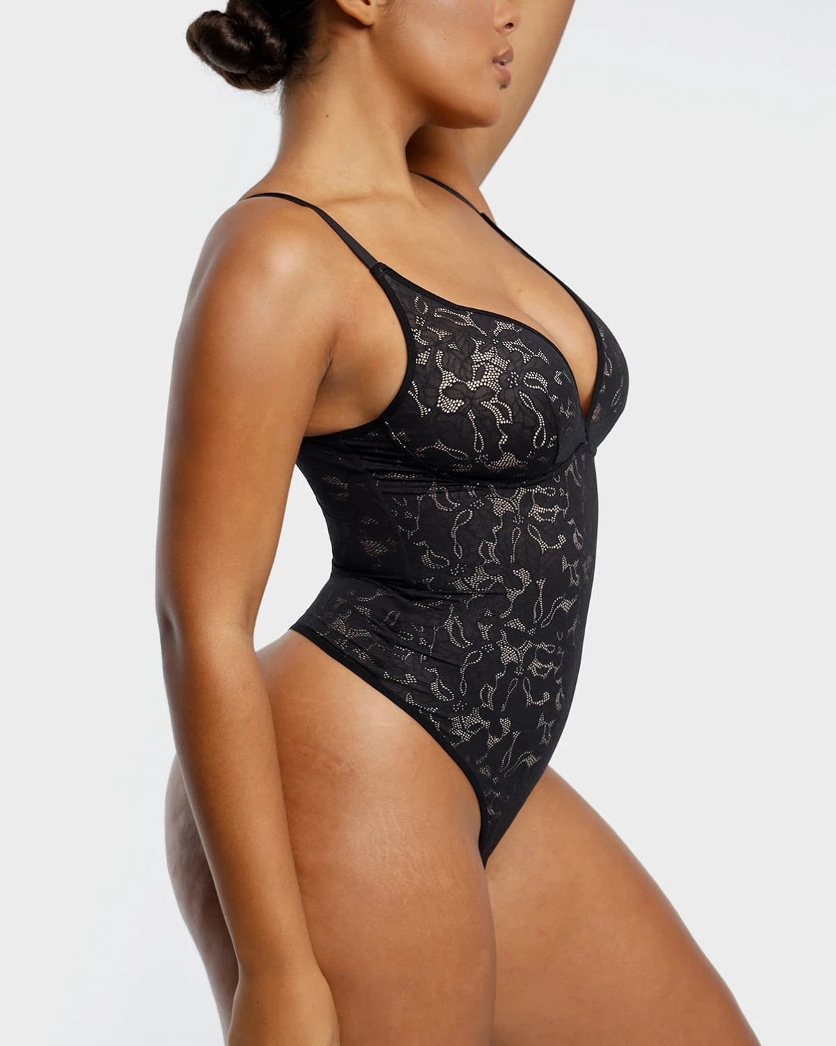 Lace Glamour Leavy Florals Cami Thong Bodysuit、mySite、bengalsvssteelers