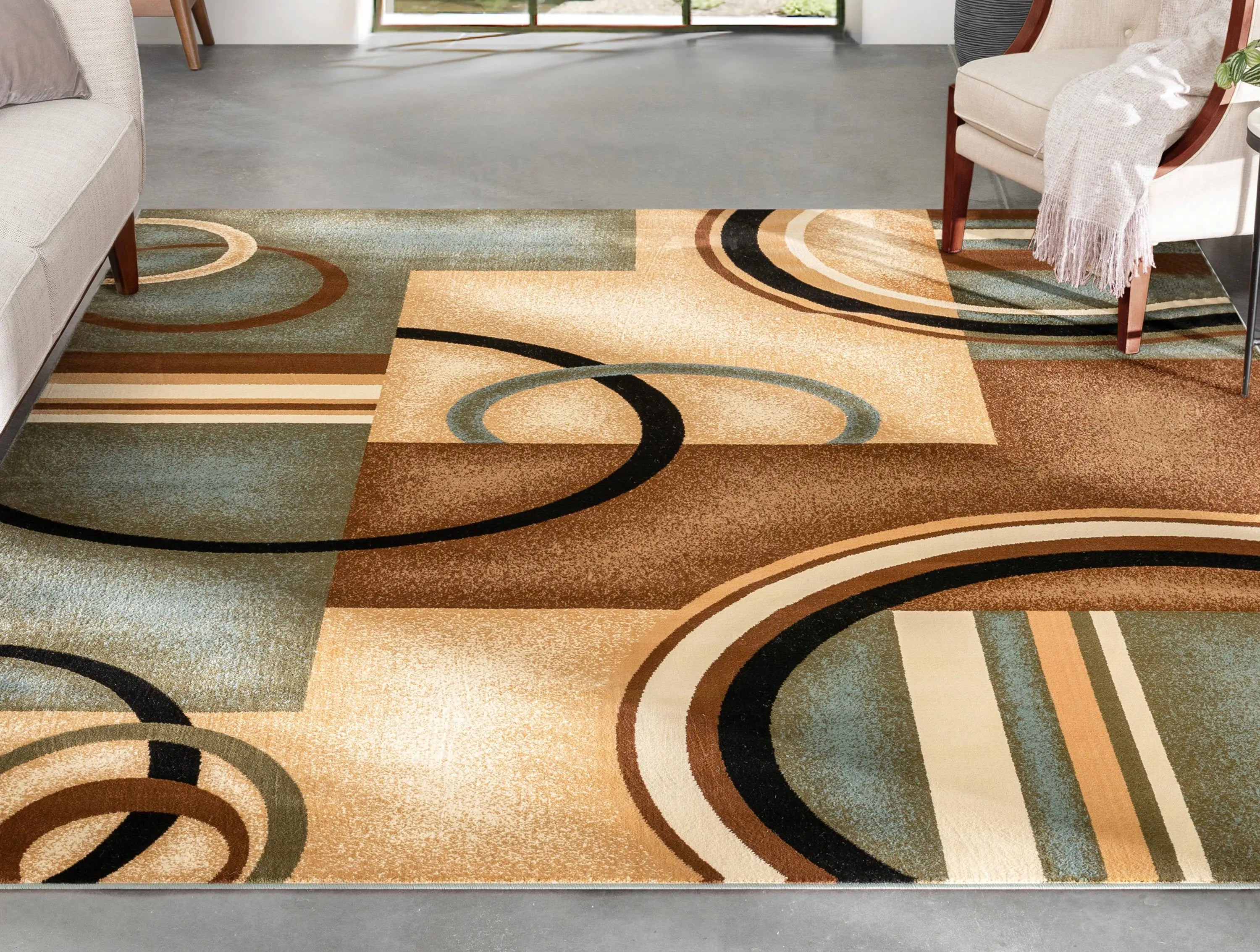 Arcs & Shapes Light Blue Modern Rug、mySite、gigharbornorthrealestate