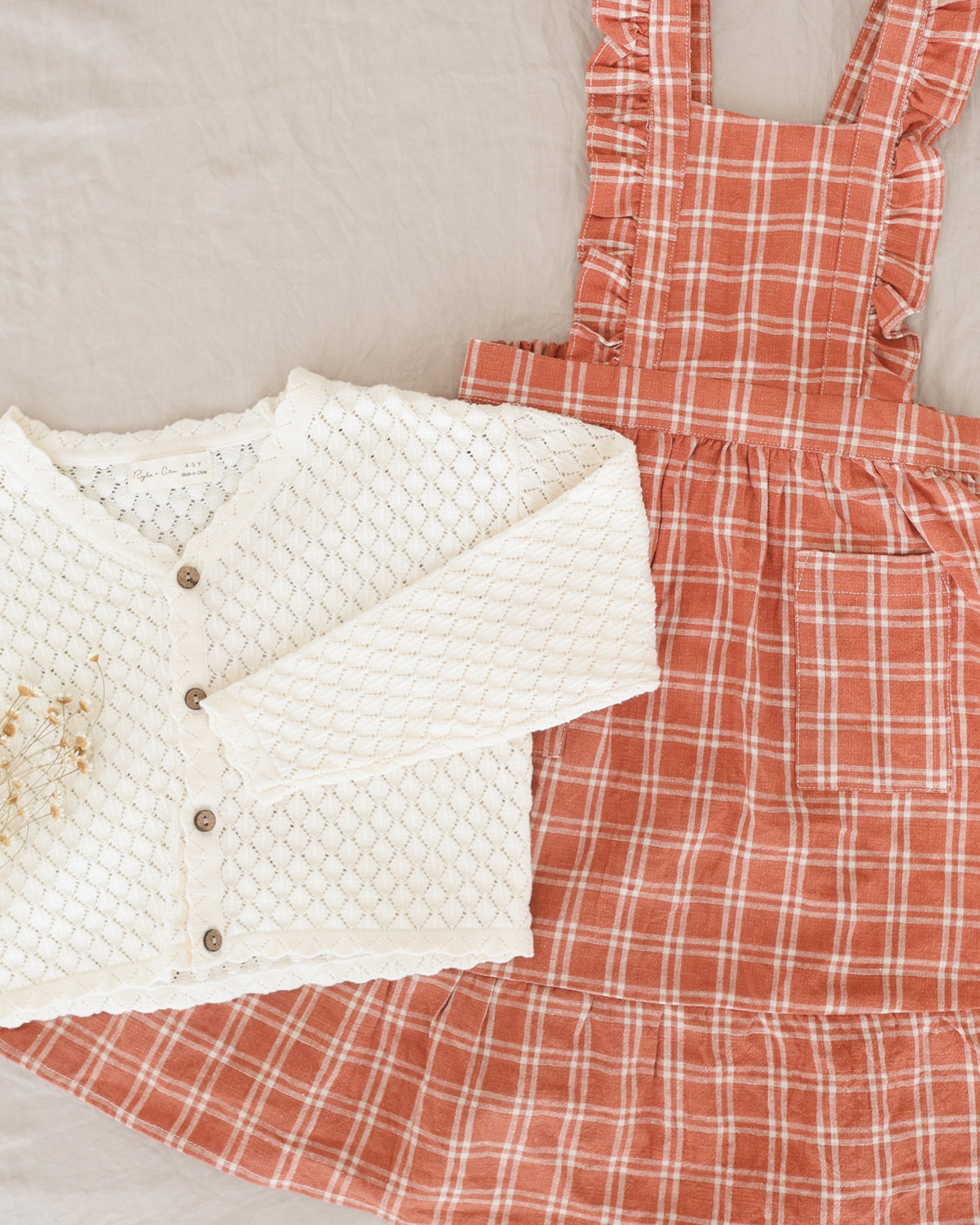  Ruffle Pinafore Dress || Poppy Check、mySite、layawaytickets