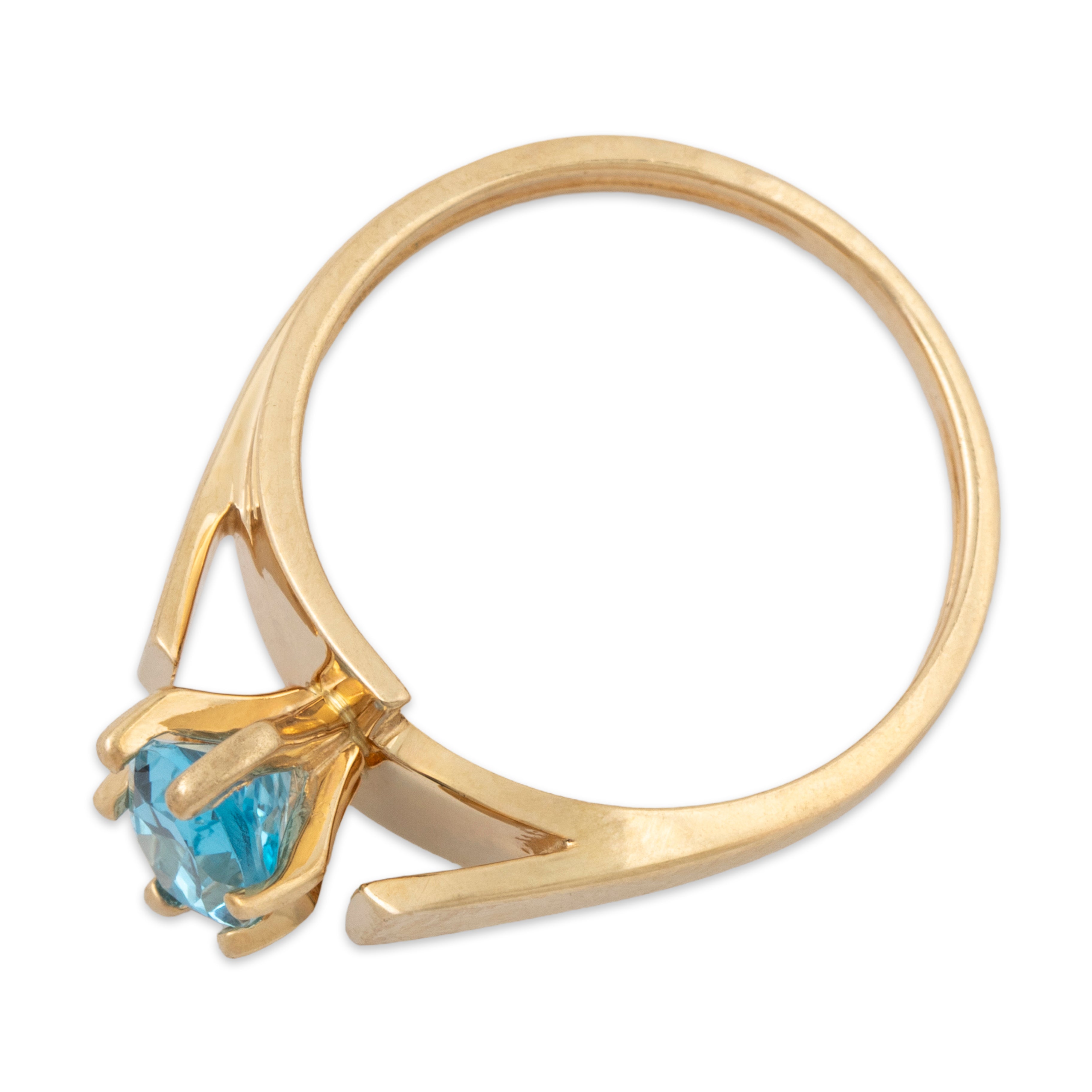 Vintage 10k Yellow Gold 1ct Swiss Blue Topaz Modern Marquise Ring 7.00、mySite、hinf8tx79