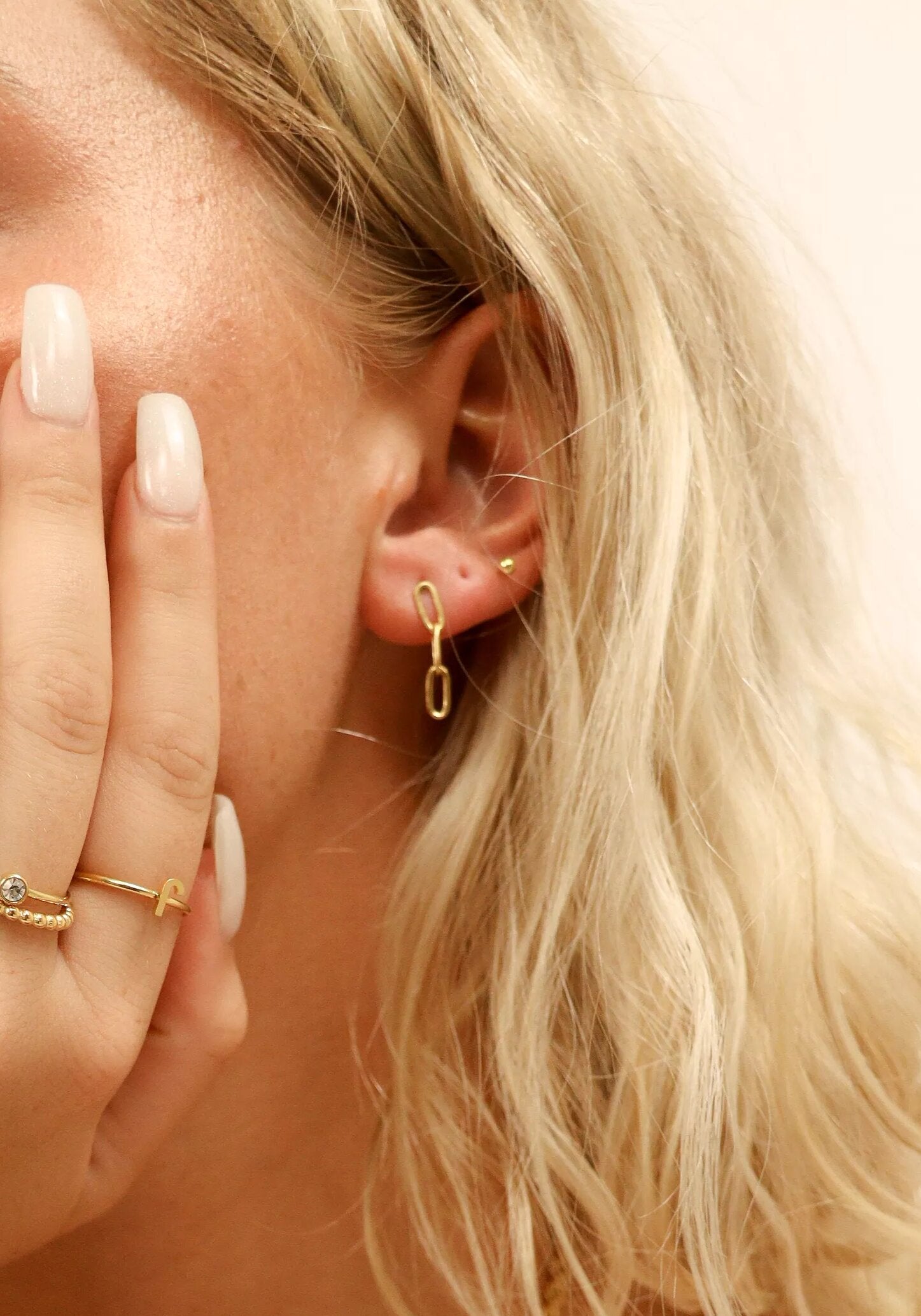 18K Gold PVD Stainless Steel Paperclip Earrings / ERJ0002、mySite、dreamappss