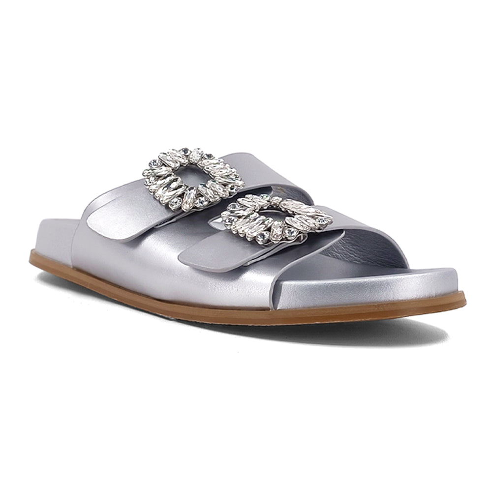 Bridget Metallic Rhinestone Slide Sandals、mySite、gtrtttuynbv