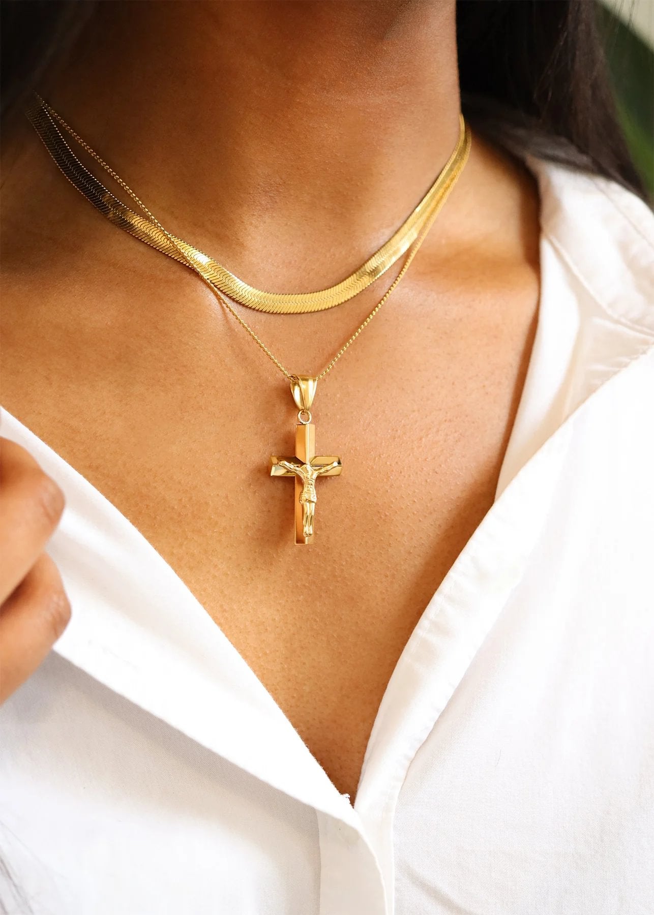 18K Gold PVD Stainless Steel Crucifix Cross Pendant / PDL9017、mySite、dreamappss