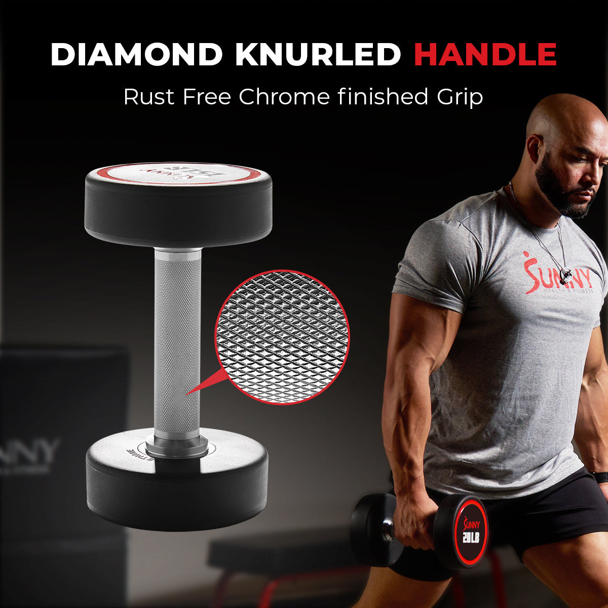  Sunny Strength™ Premium Polyurethane Round Dumbbell 5 - 55LBS、mySite、ghnorth