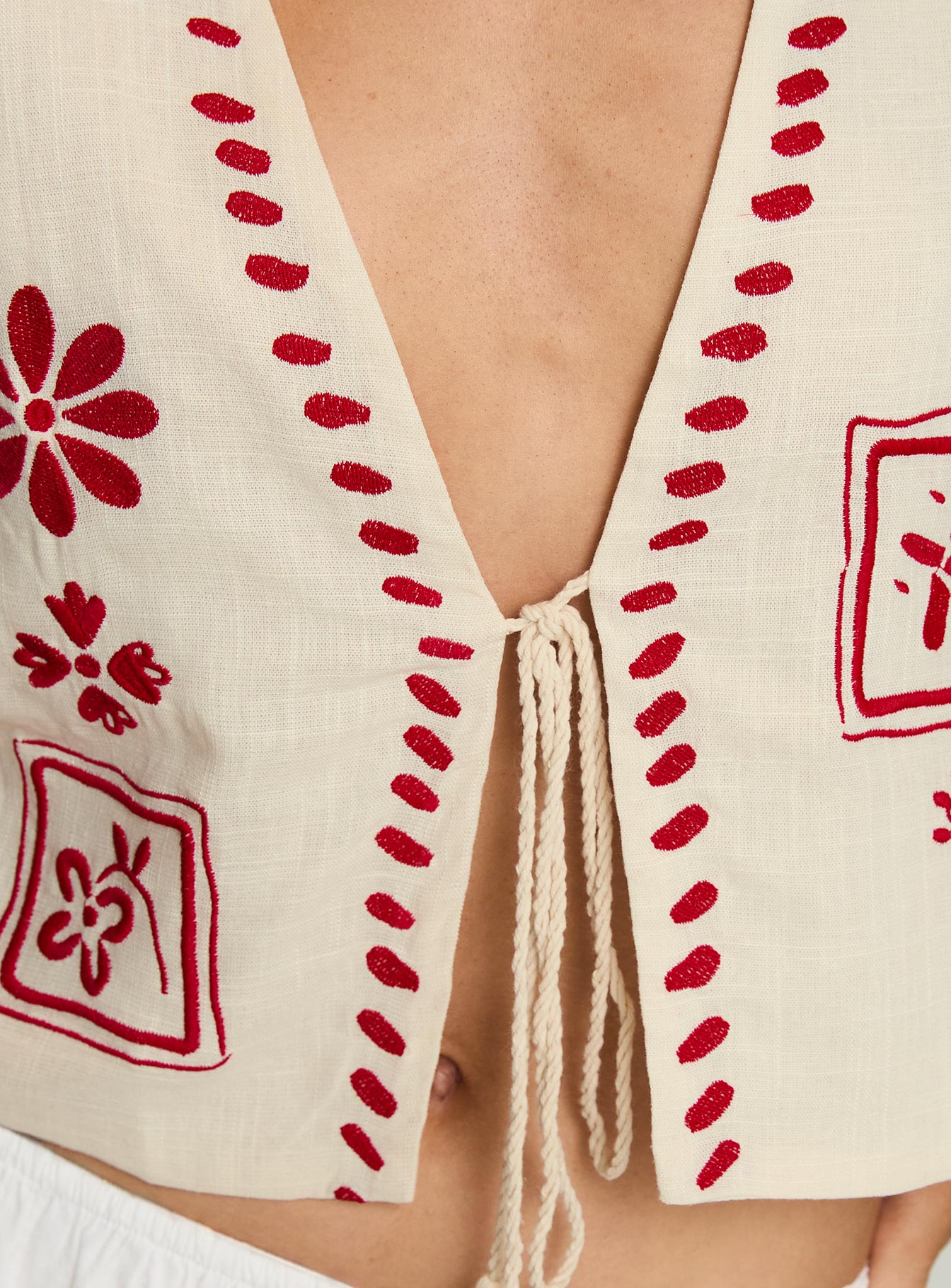 Grazia Vest Top Cream / Red、mySite、solidvoid