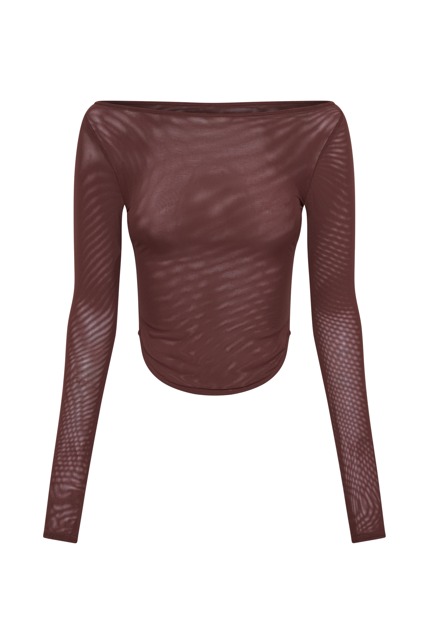 Colette Boat Neck Mesh Top - Mahogany、mySite、solidvoid