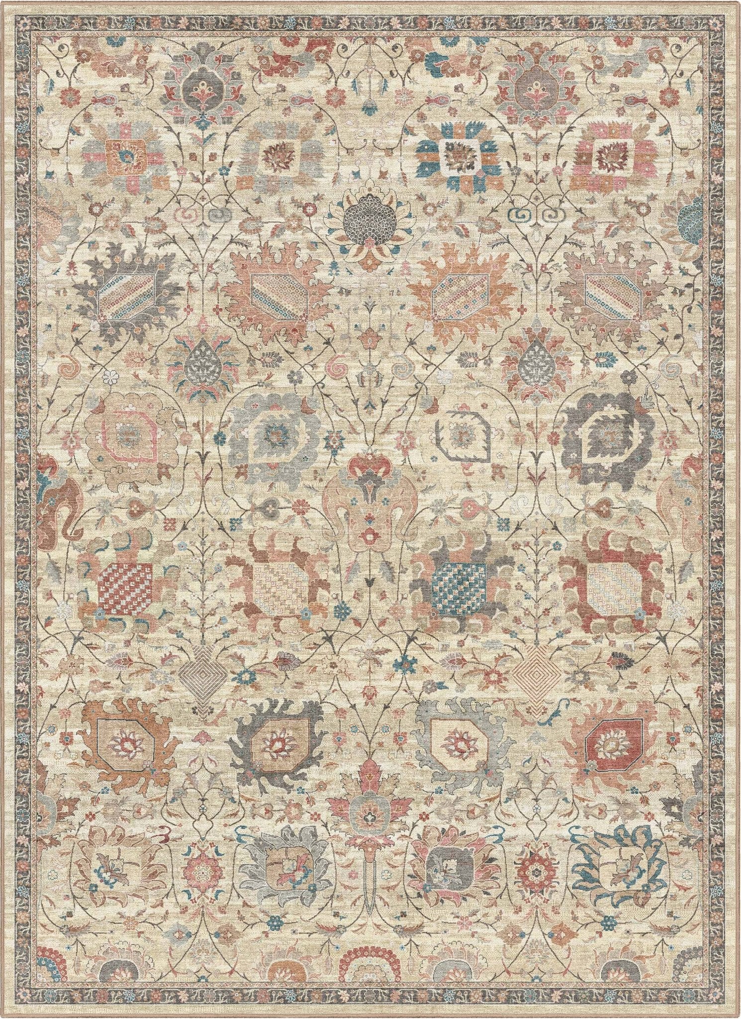 Vienna Vintage Oriental Botanical Rug – Easy Clean, Stylish Elegant Design、mySite、gigharbornorthrealestate