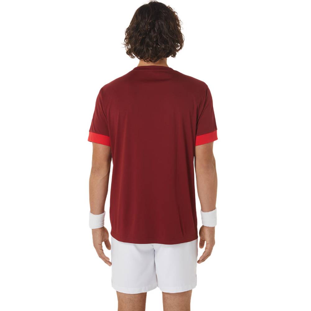 Asics Men's Court Short Sleeve Top (Beet Juice/Classic Red)