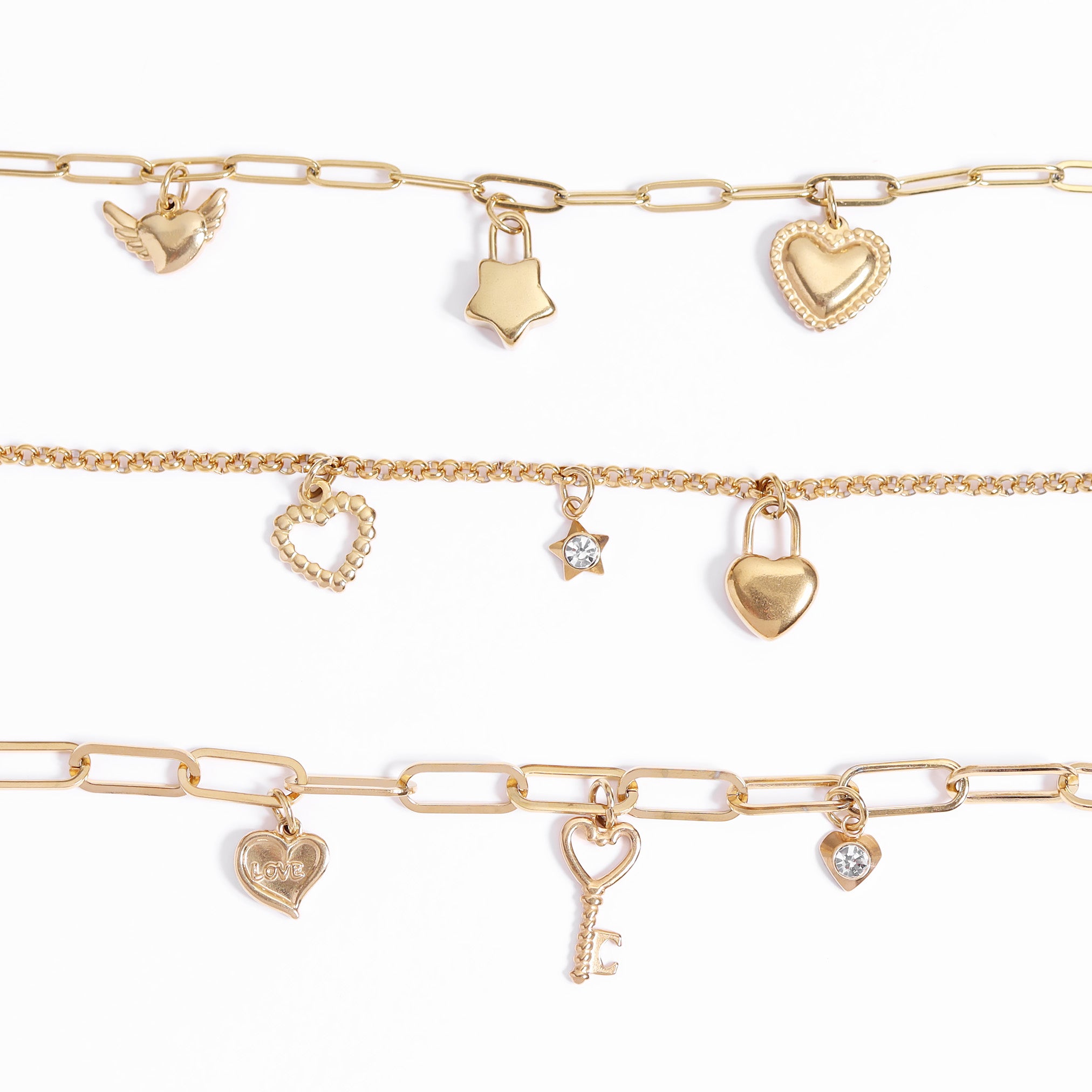 18K Gold PVD Stainless Steel Textured Heart Charm / PDL0113、mySite、dreamappss