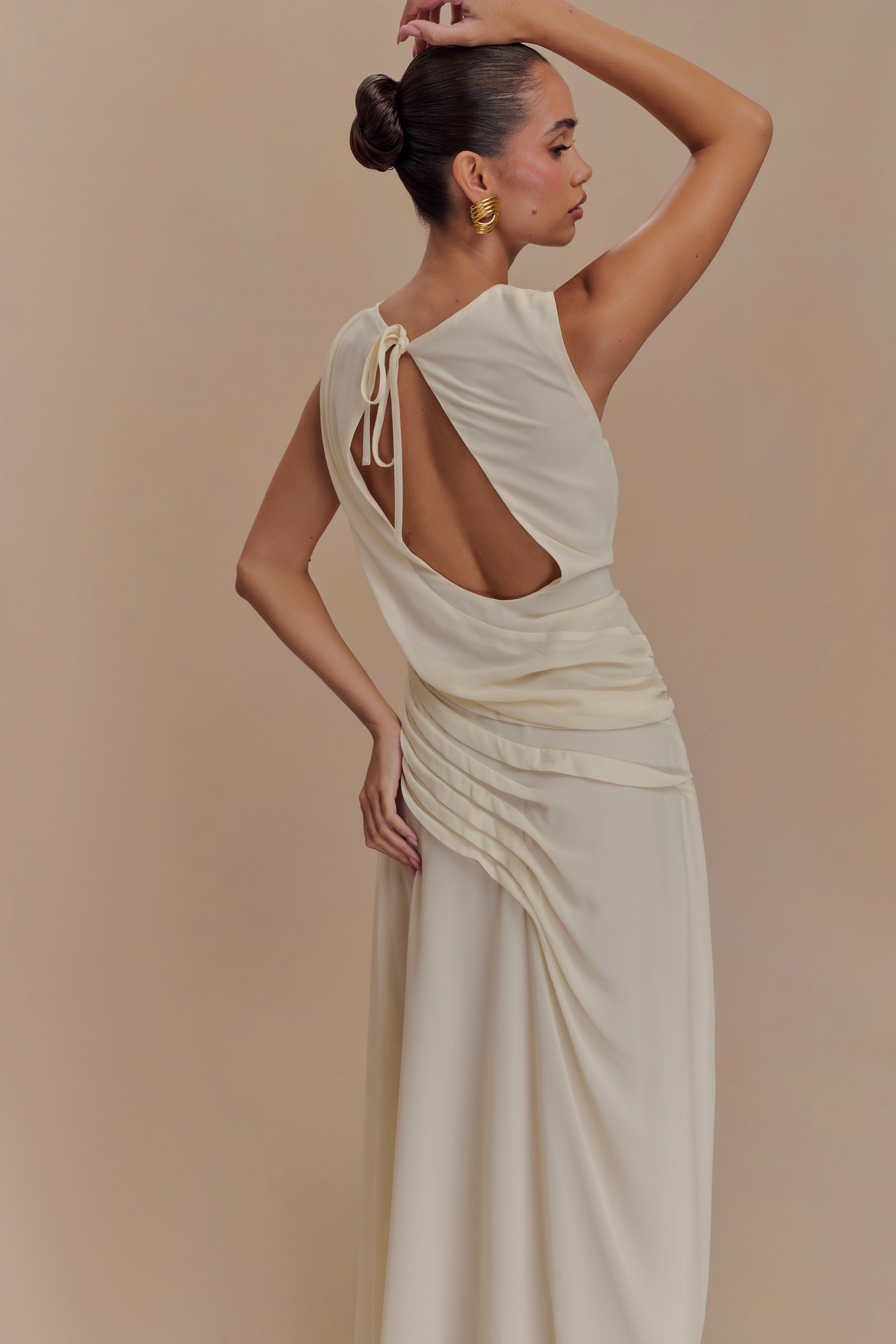 Oria Chiffon Maxi Dress - Ivory、mySite、solidvoid