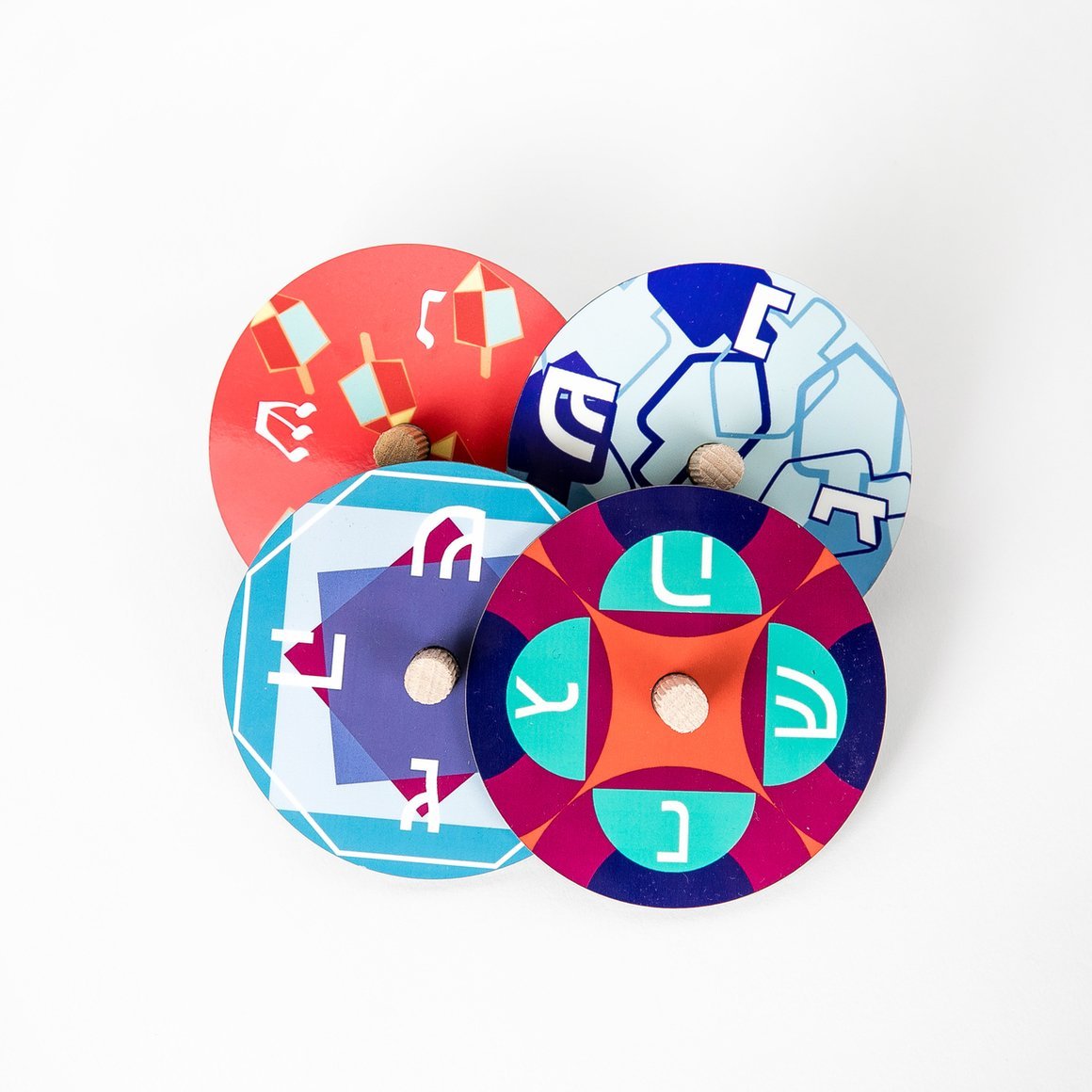 Colorful Handmade Wood Dreidels, Set of 4 by Barbara Shaw、mySite、topwebapps