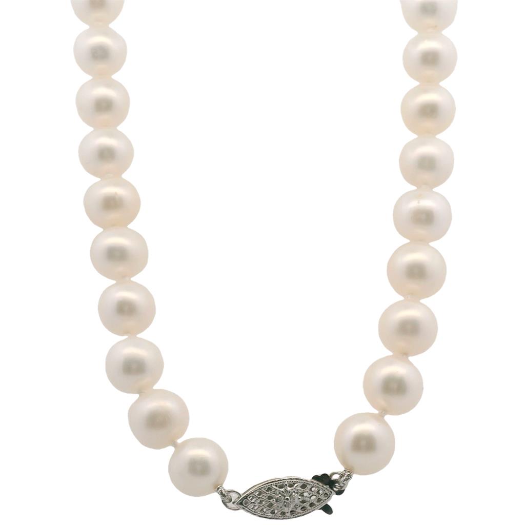 Estate 14K White Gold 9-9.5mm Pearl Strand Necklace、mySite、botmansion