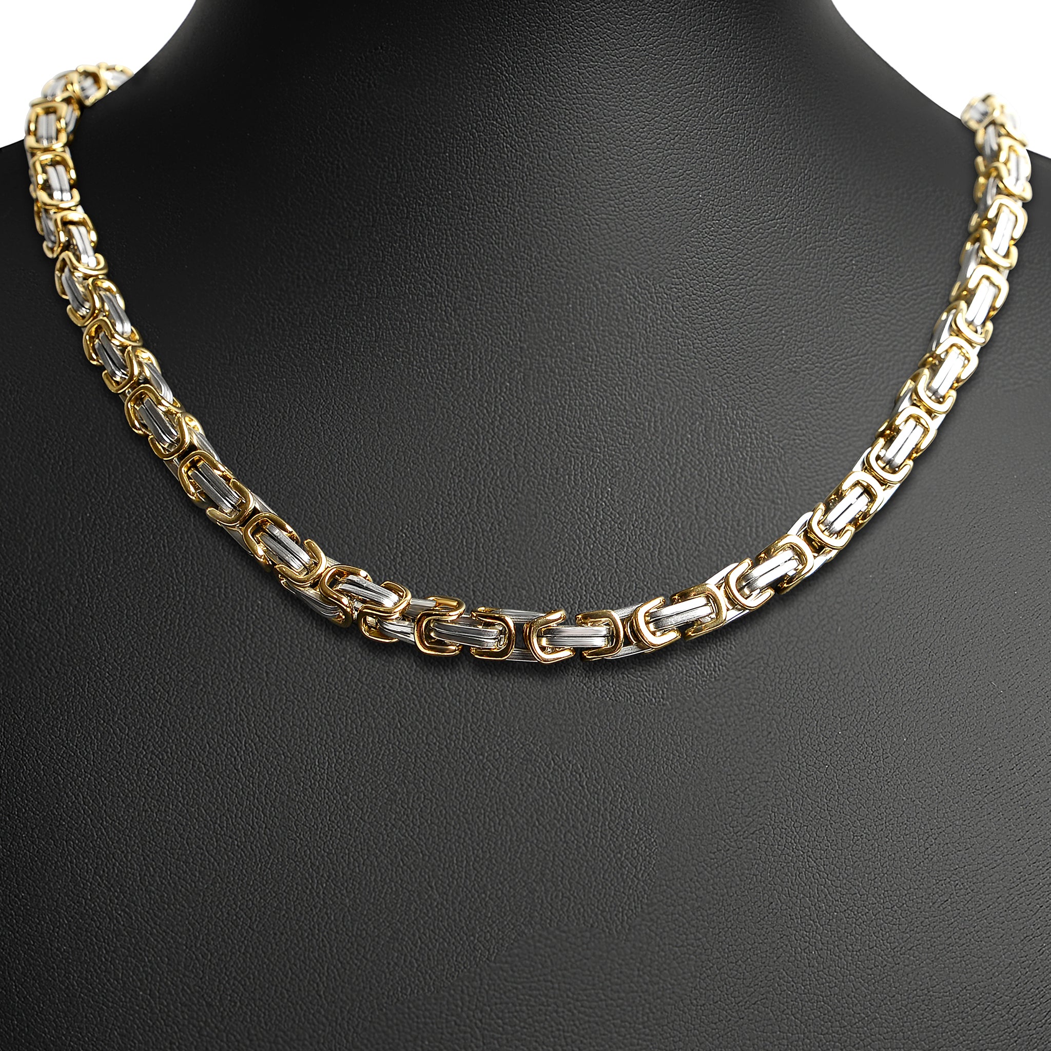 Stainless Steel And 18K Gold PVD Coated Byzantine Chain Necklace / CHN8504、mySite、dreamappss